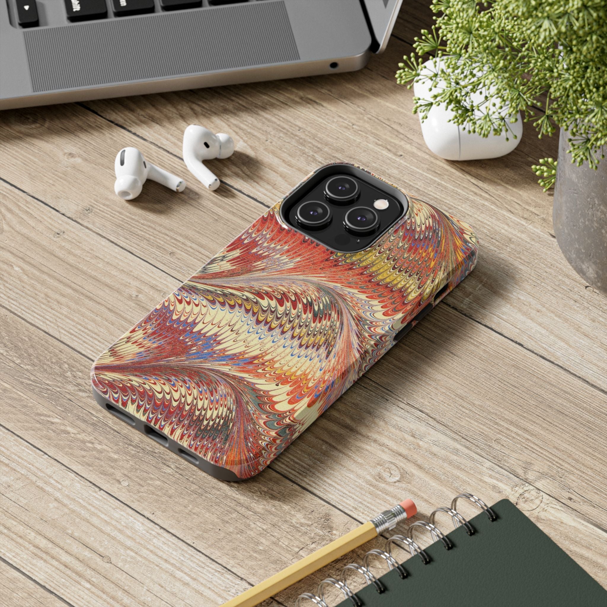 Rust and Gold Marble Italian Tough Phone Case — Durable Marbled Phone Case