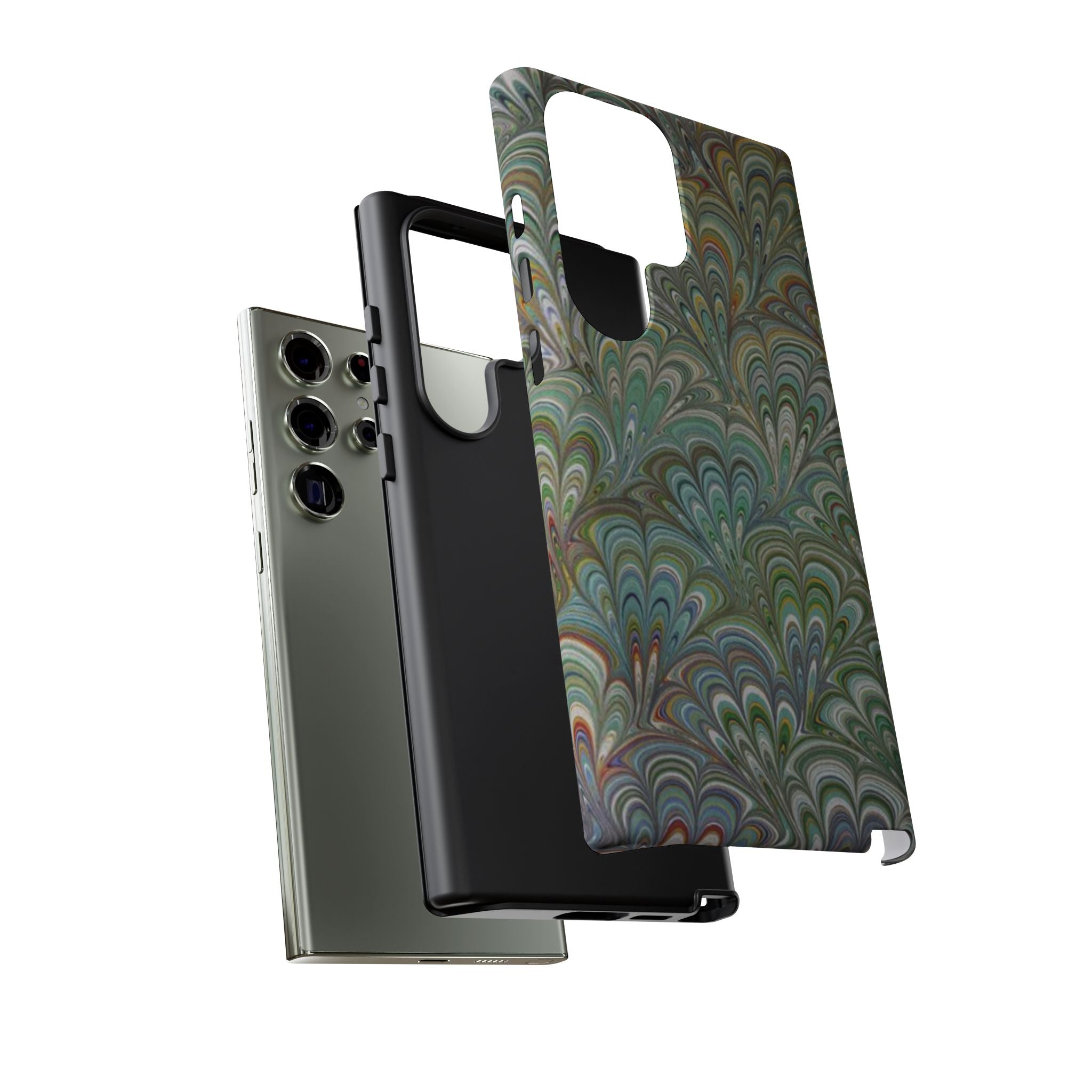 Green Peacock Marbled Phone Case — "Tough Cases" Ultra-Tough Protective Cover