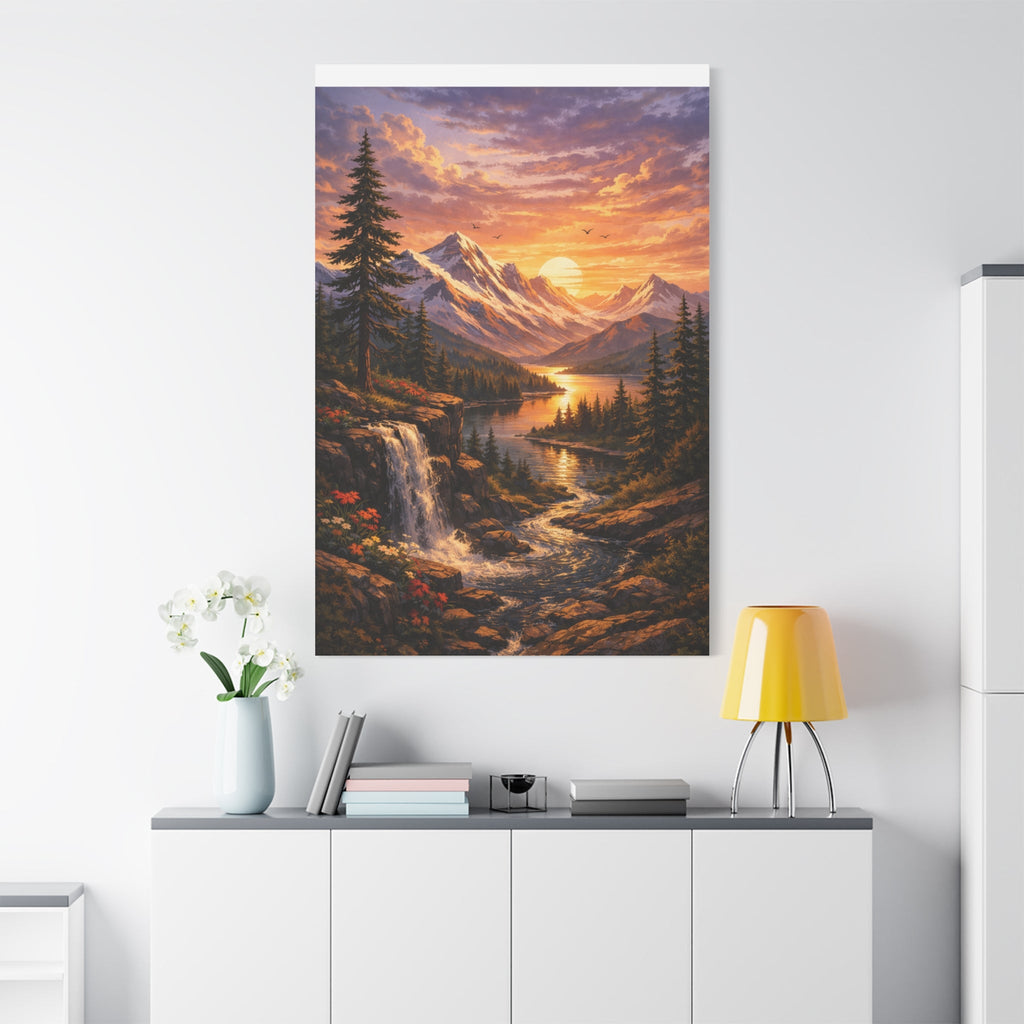 Sunset Mountain Landscape Canvas Print — Stretched Matte Wall Art