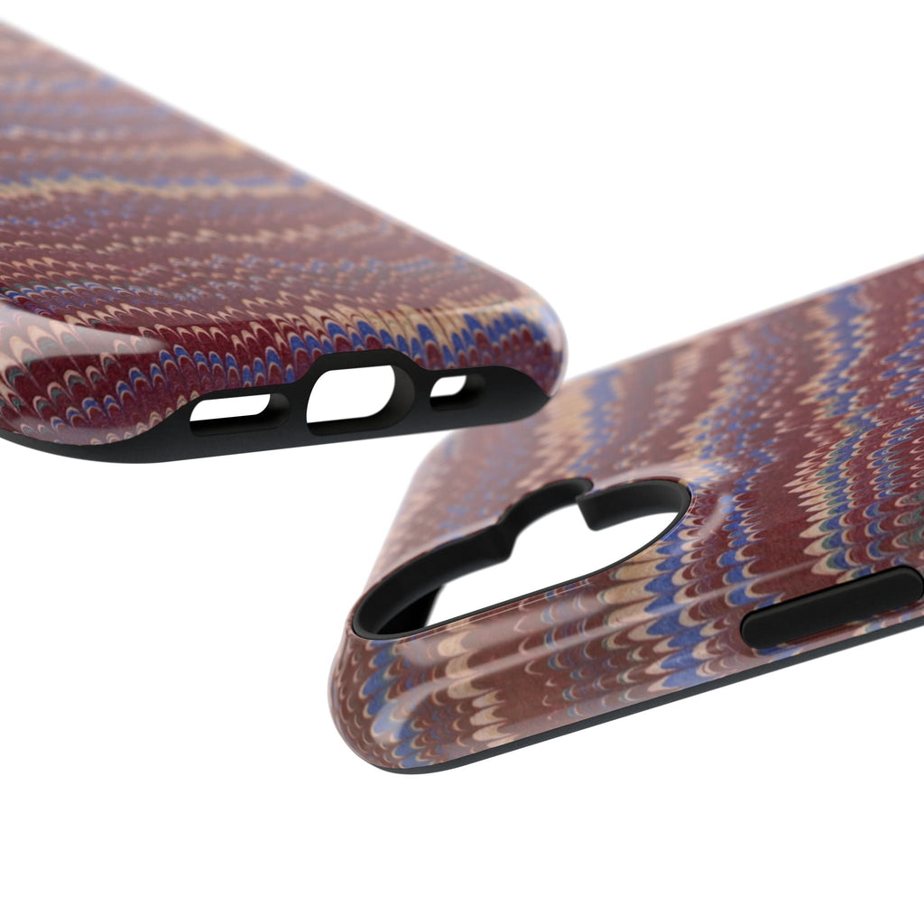 Burgundy and Blue Hues Italian Vintage Marble Design Phone Case for Apple + Samsung