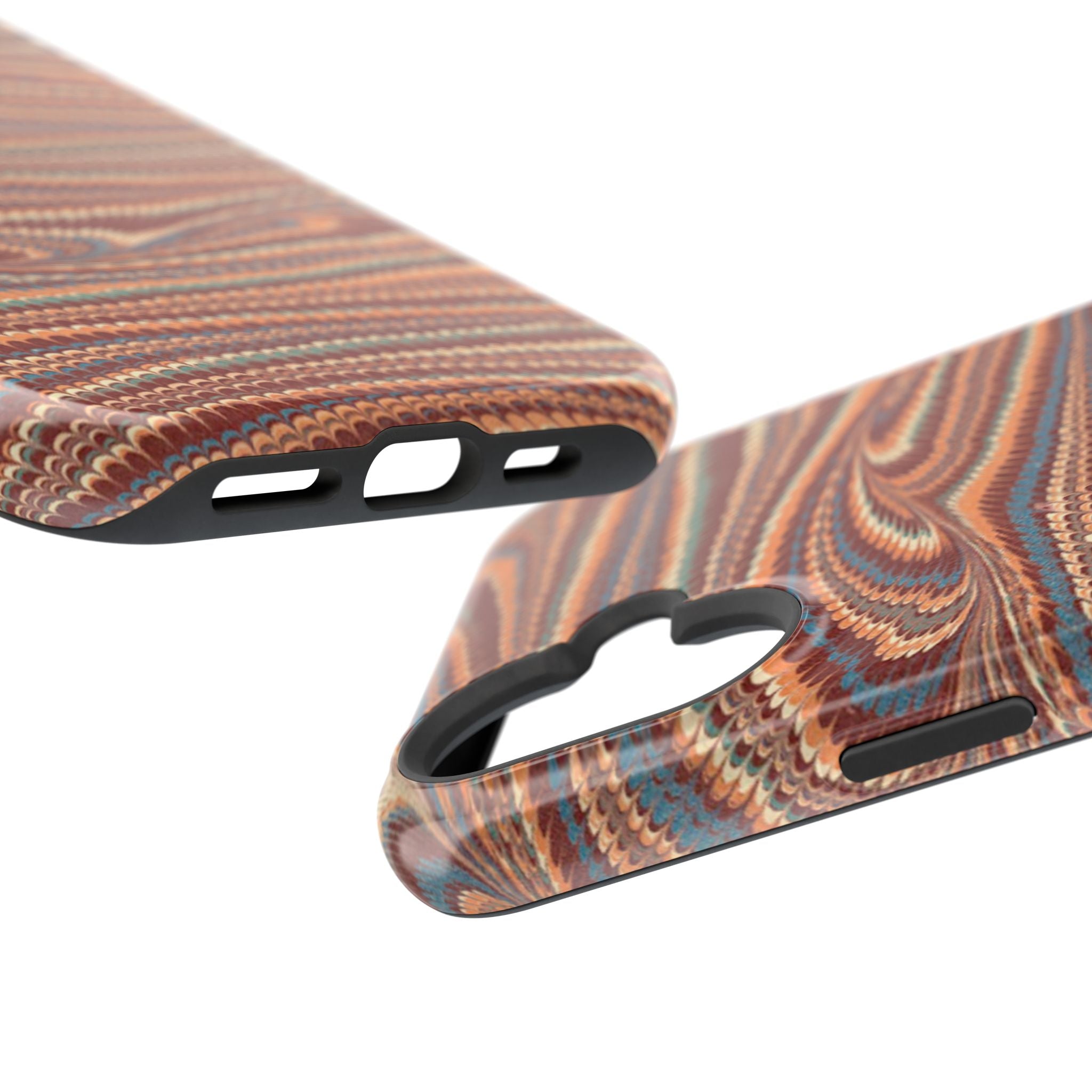 Neutrals Burgundy, Beige, Rust Hues Italian Vintage Marble Design Phone Case for Apple + Samsung