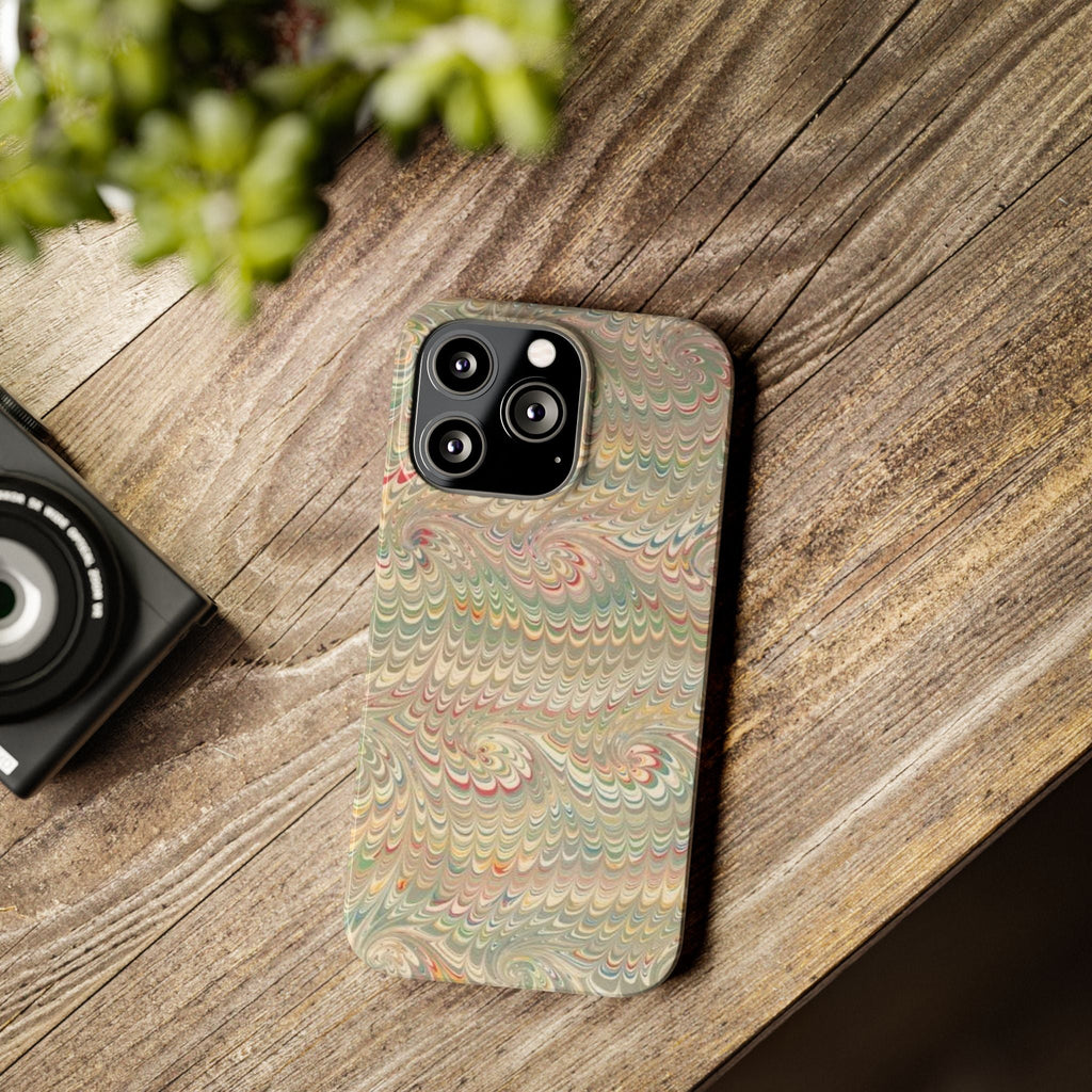 Beige Swirl Marbled Feather Phone Case