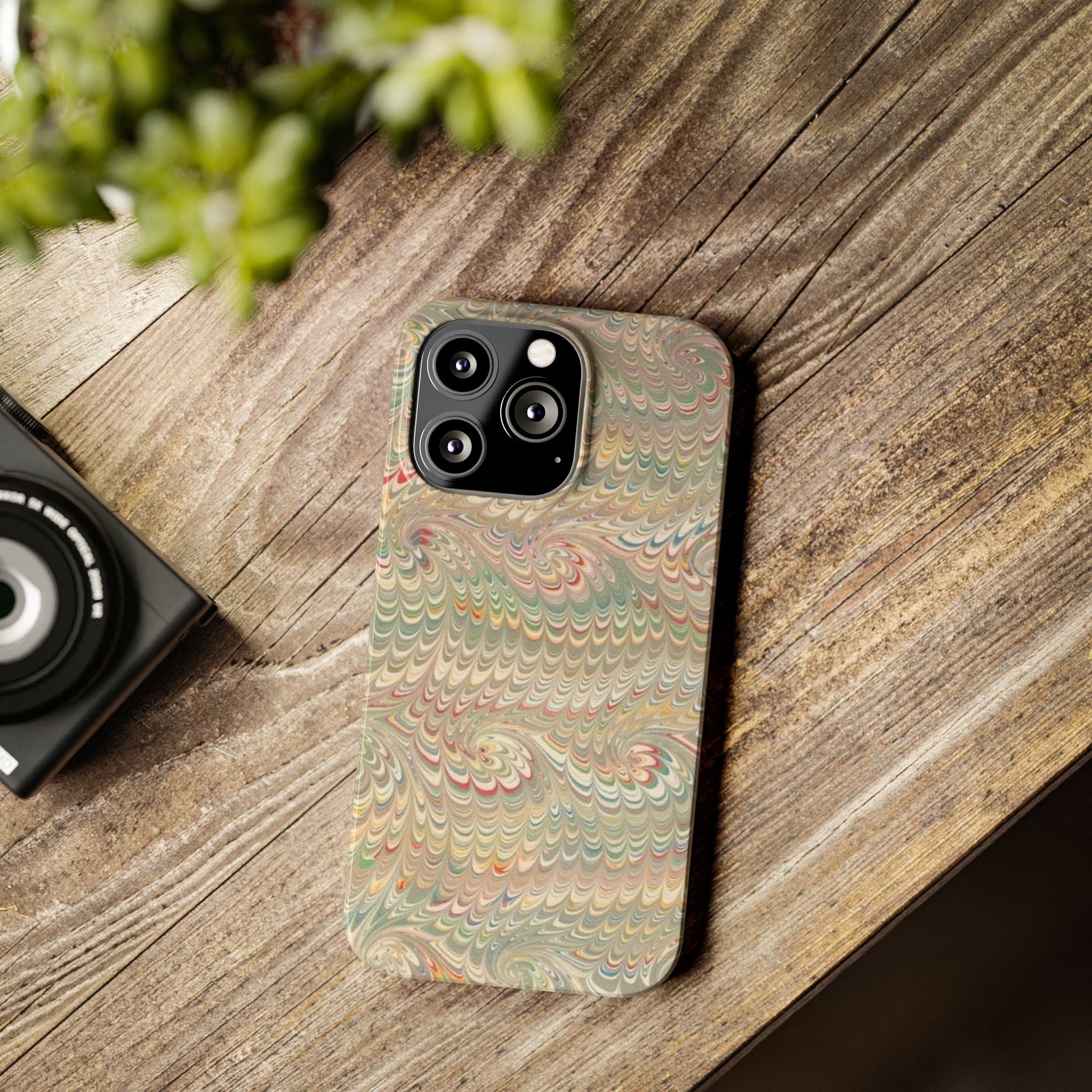 Beige Swirl Marbled Feather Phone Case