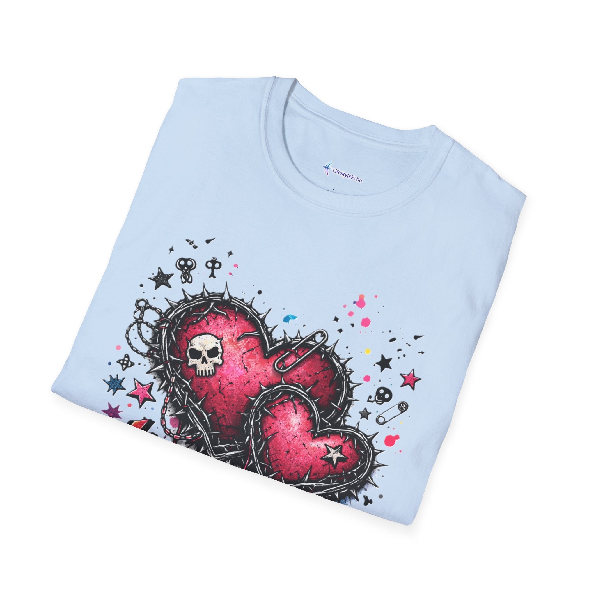 Punk Rock Valentines T-Shirt - Hearts & Skulls Graphic