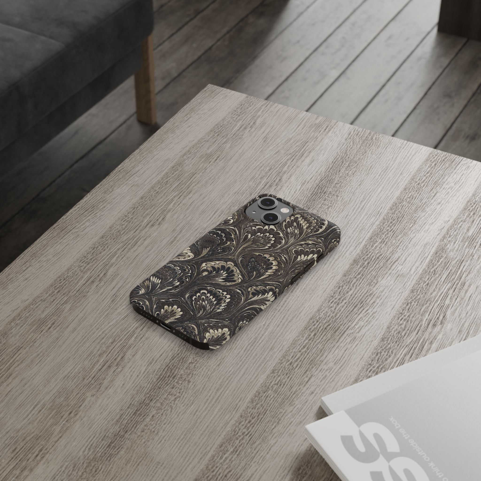 Black Italian Marble Design Slim iPhone 17 + all models Phone Cases