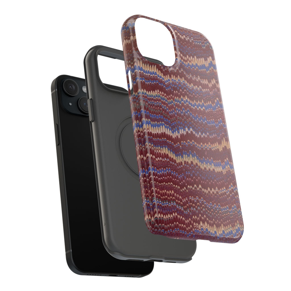 Burgundy and Blue Hues Italian Vintage Marble Design Phone Case for Apple + Samsung