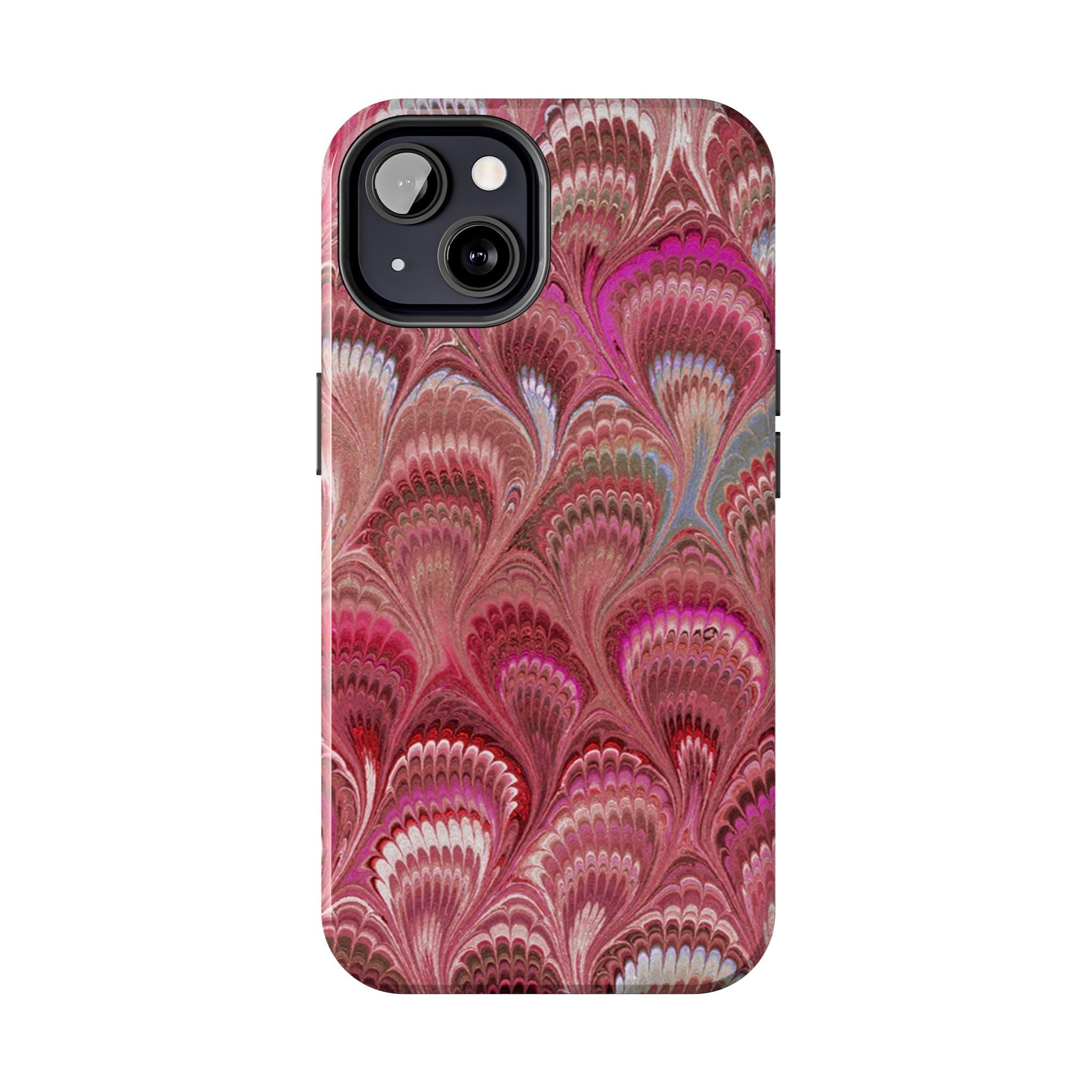 Pink Peacock Marble Italian Tough Phone Case — Durable Marbled Phone Case