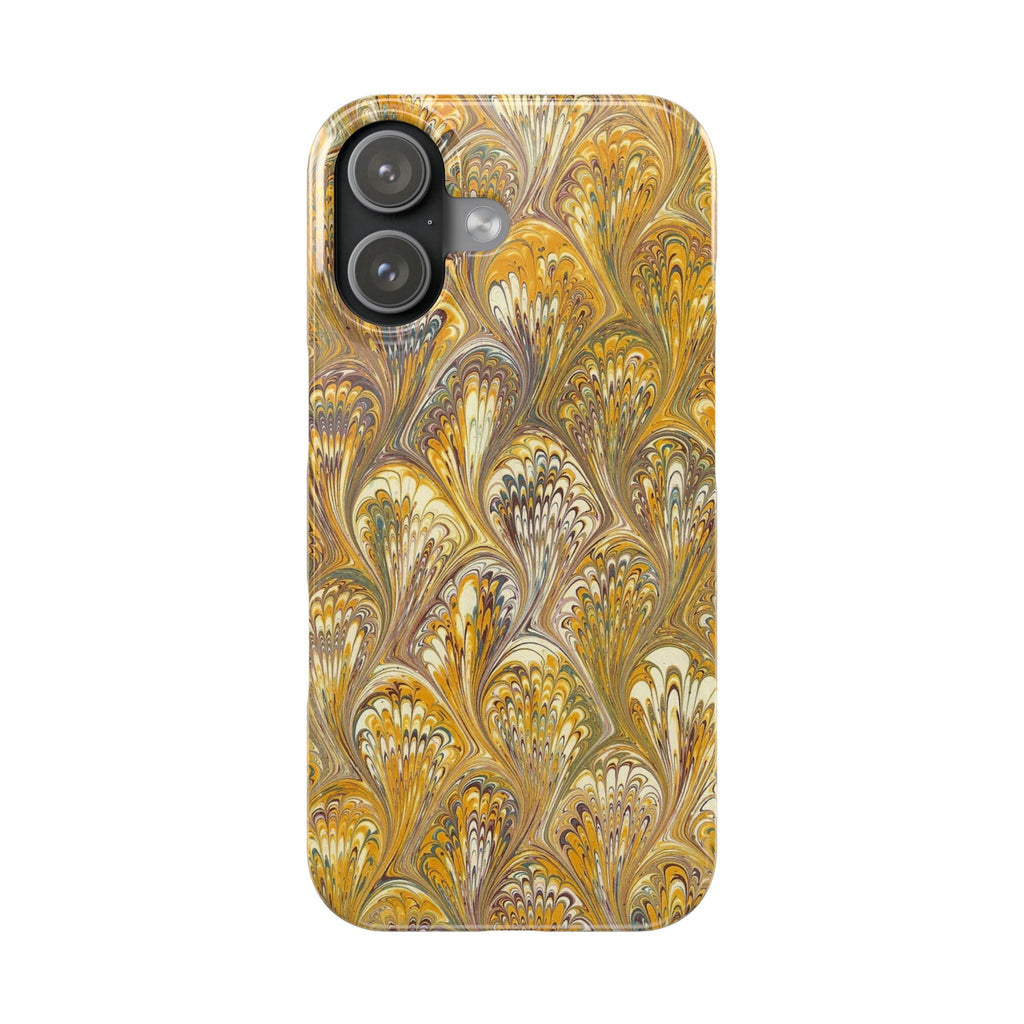Golden Yelllow Hand-Marbled Florentine Italian Phone Case for iPhone 17 and all sizes