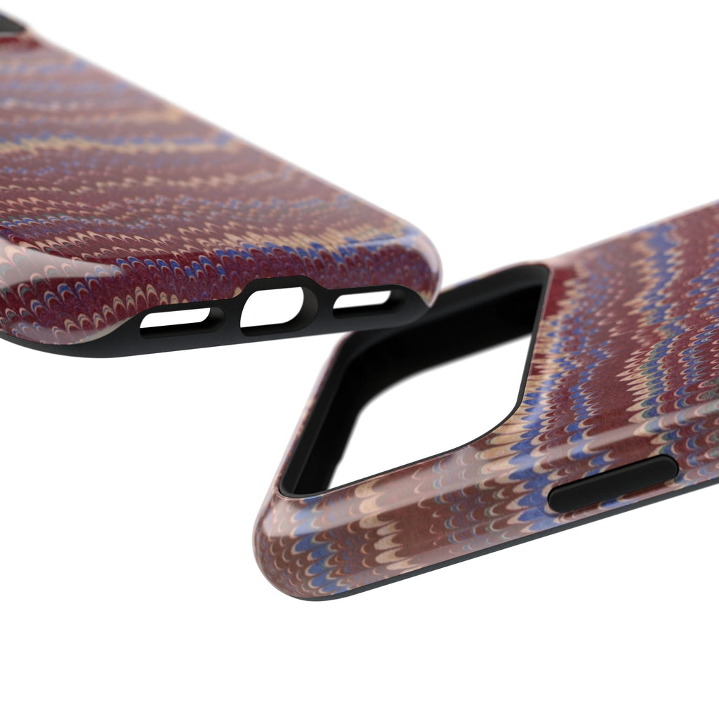 Burgundy and Blue Hues Italian Vintage Marble Design Phone Case for Apple + Samsung