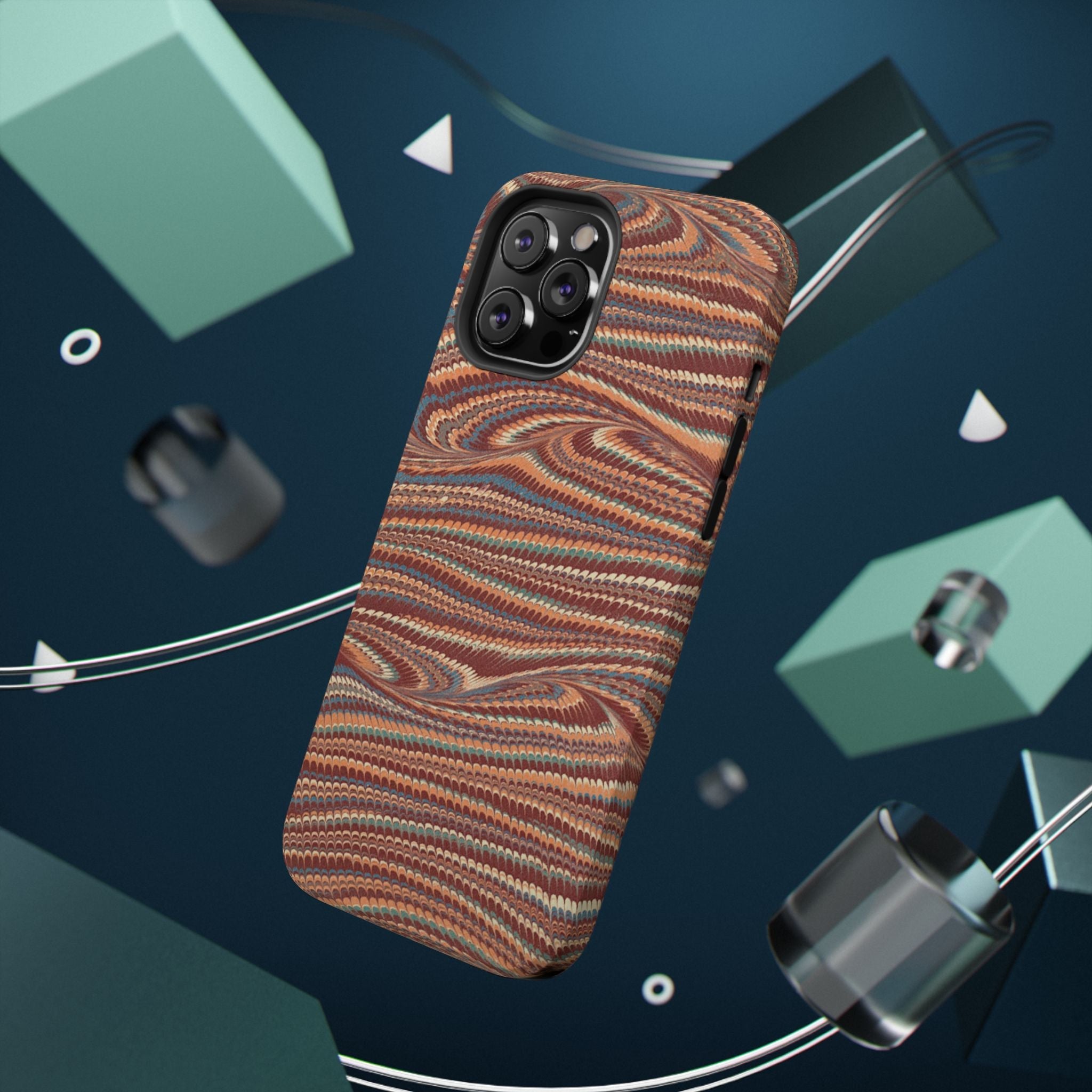 Neutrals Burgundy, Beige, Rust Hues Italian Vintage Marble Design Phone Case for Apple + Samsung