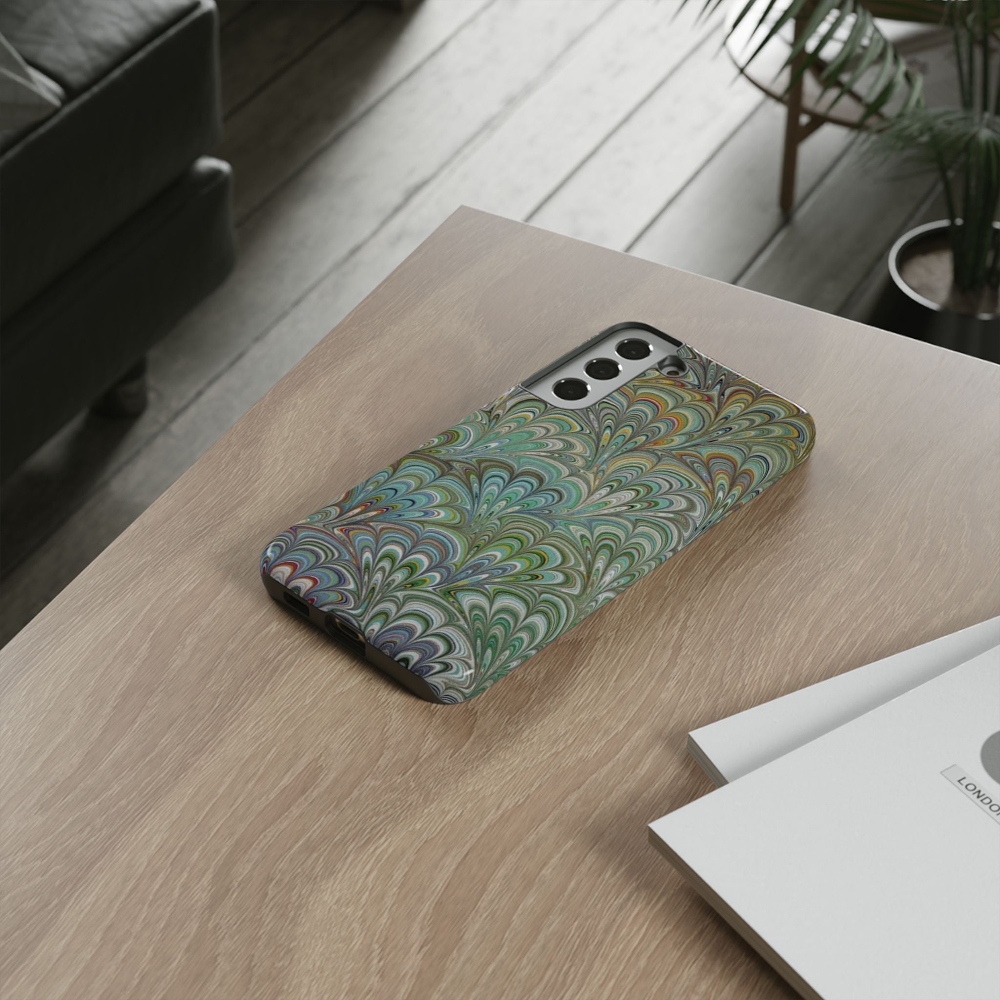 Green Peacock Marbled Phone Case — "Tough Cases" Ultra-Tough Protective Cover