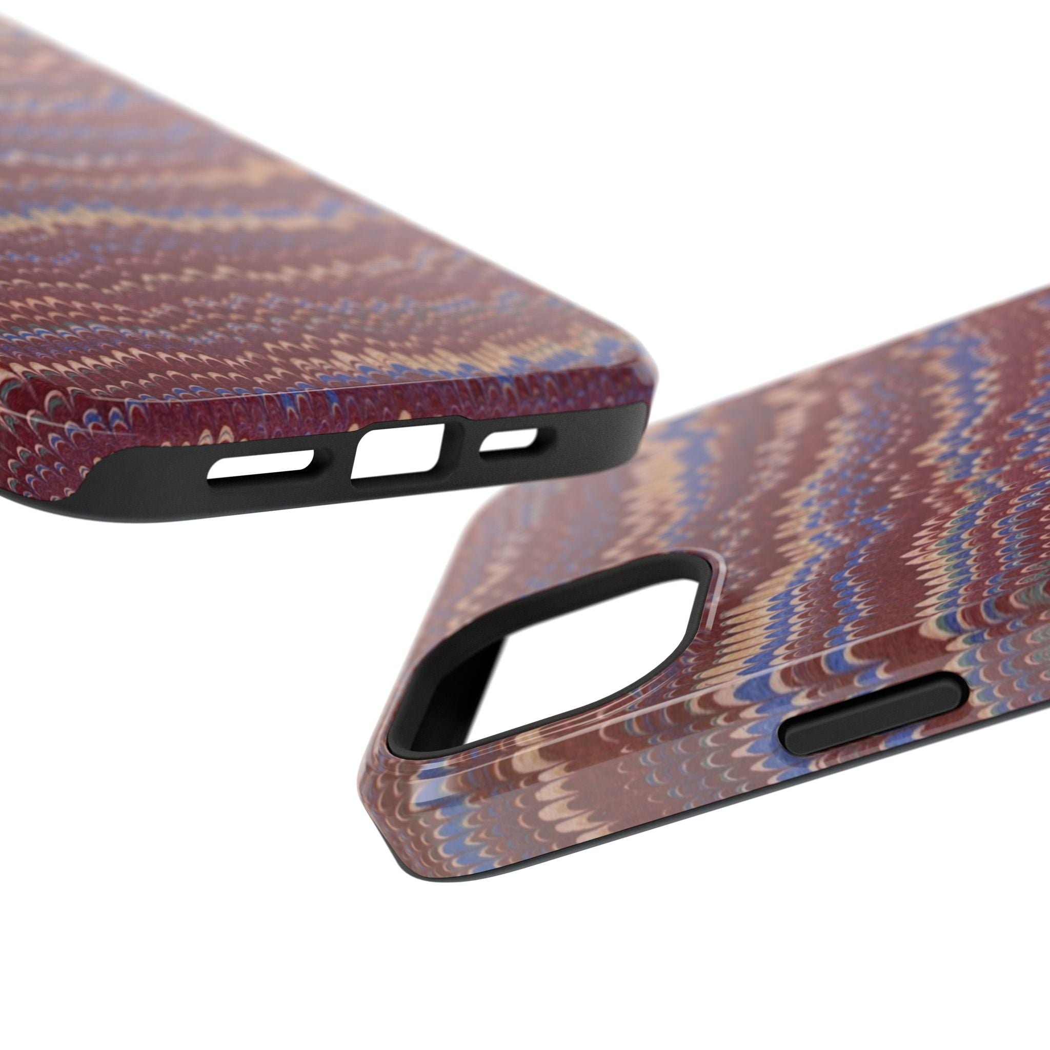 Burgundy and Blue Hues Italian Vintage Marble Design Phone Case for Apple + Samsung