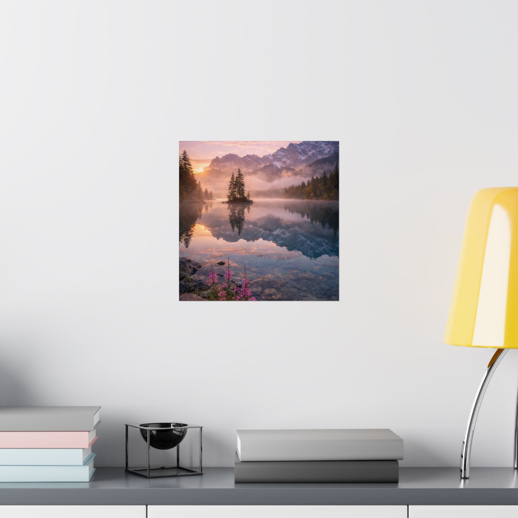 Matte Vertical Poster — Serene Mountain Lake Sunset Landscape