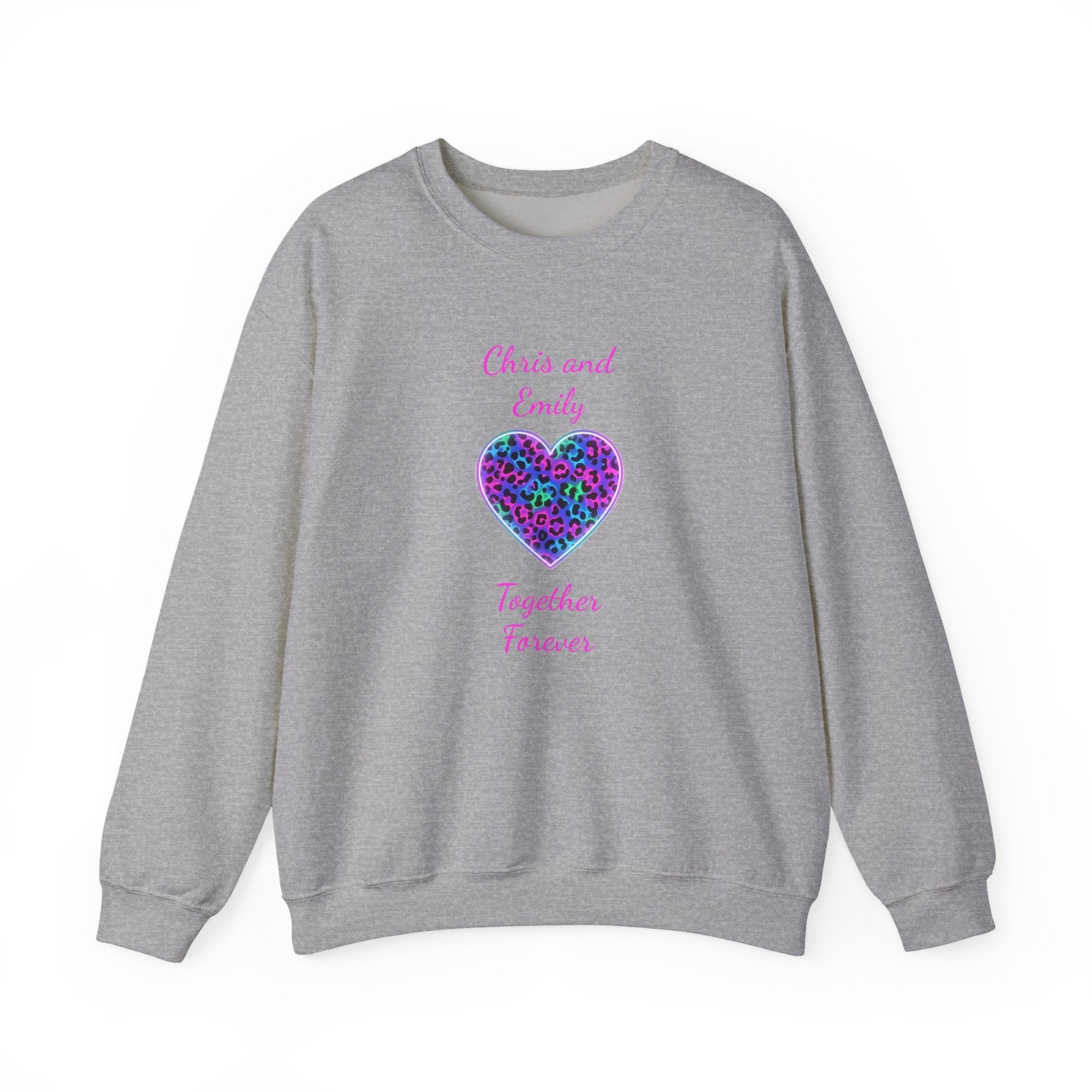 Personalized Heart Crewneck Sweatshirt - Customizable Couple Pullover
