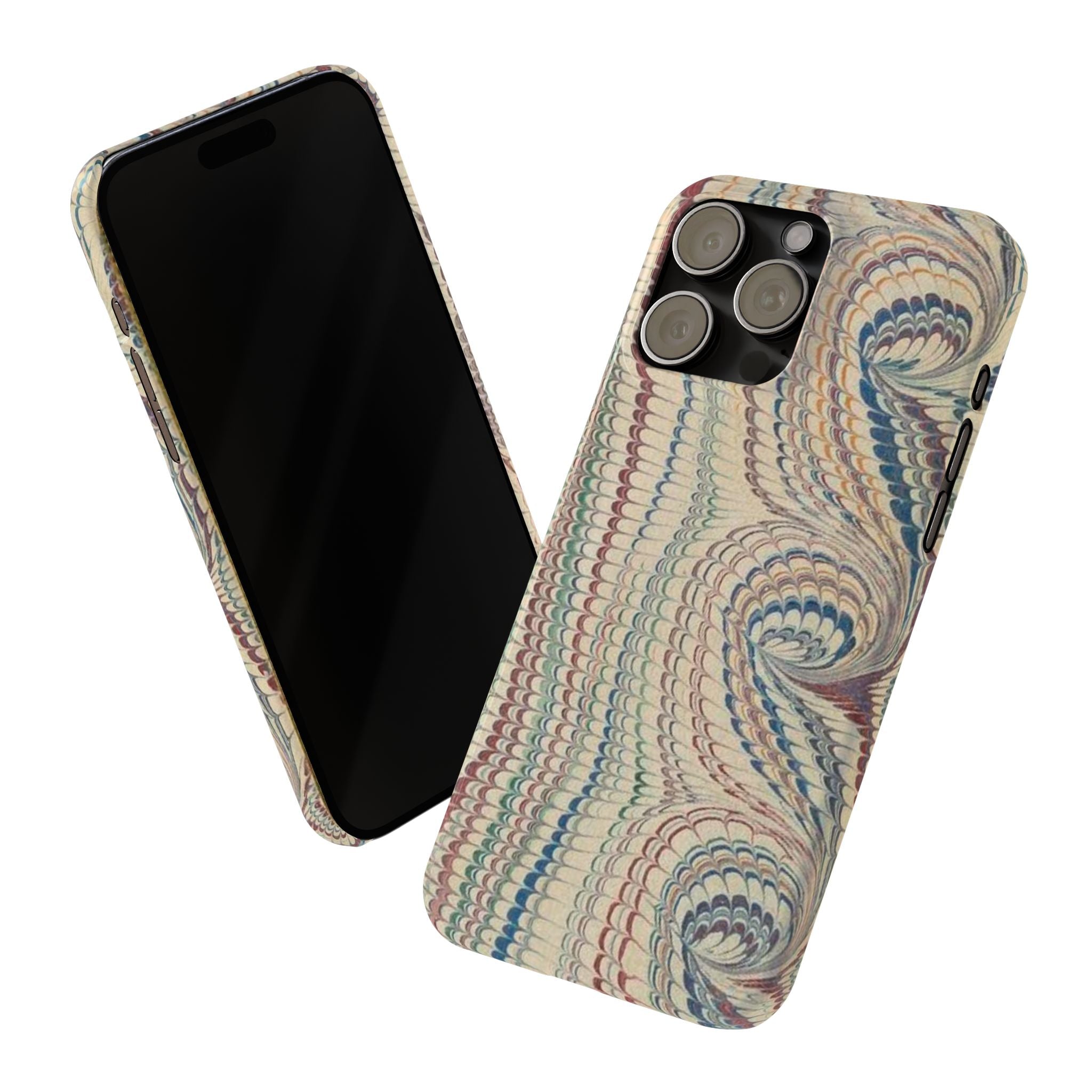 Italian Vintage Marbled Paper Design on iPhone Cases, Artistic Protection for Your Device in Elegant Beige, Blue, Burgundy