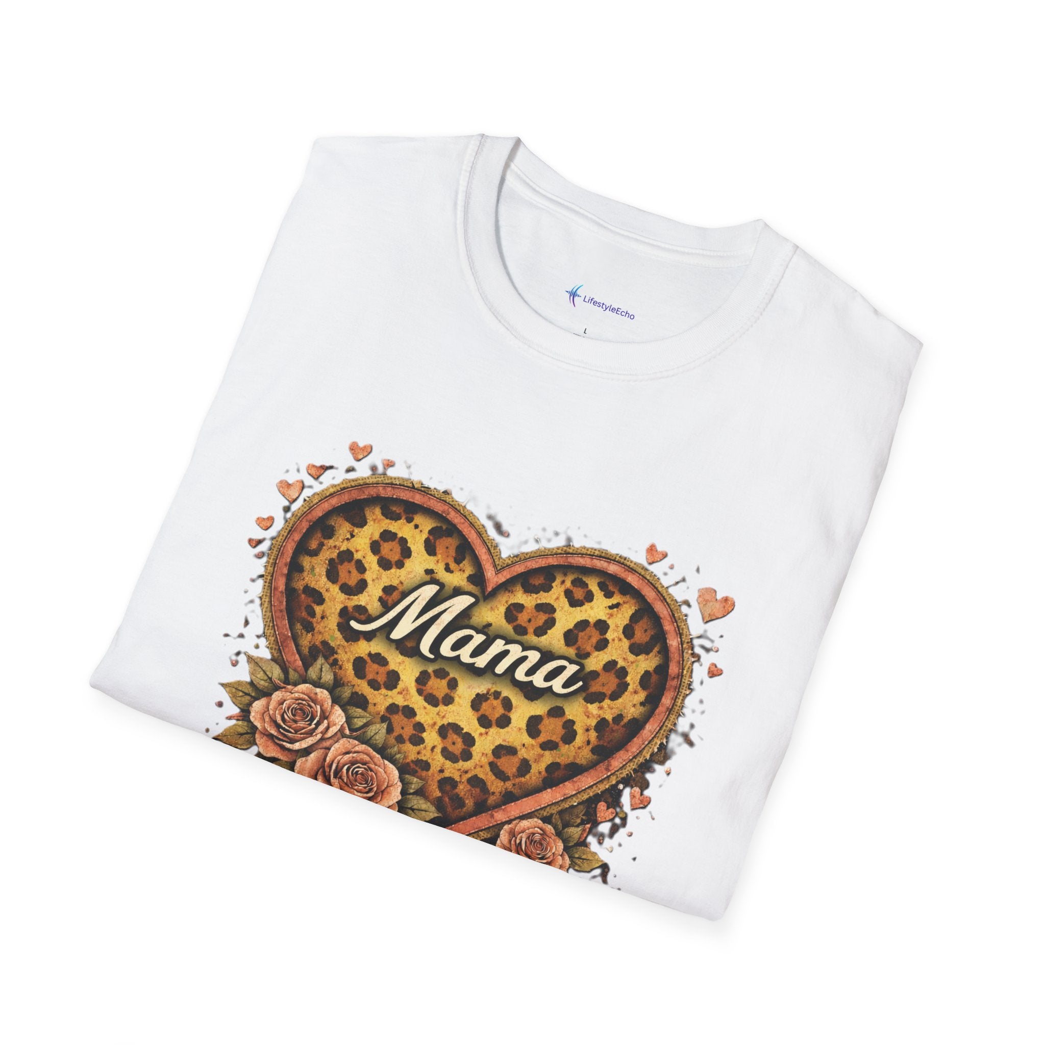 Mama Leopard Heart T-Shirt — Floral Vintage Mom Tee for Mother's Day