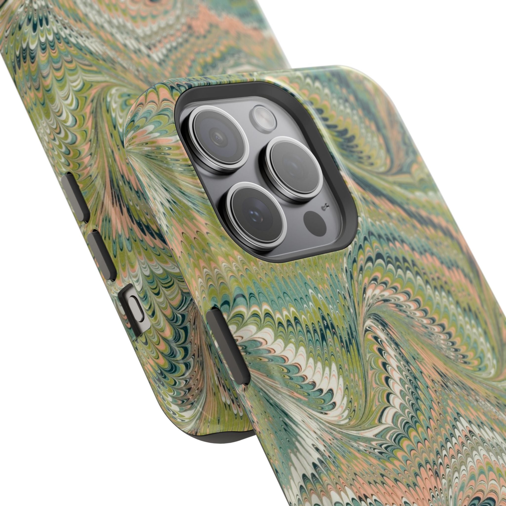 Green Pastel Italian Marble Design Magnetic MAG SAFE High Impact iPhone Cases