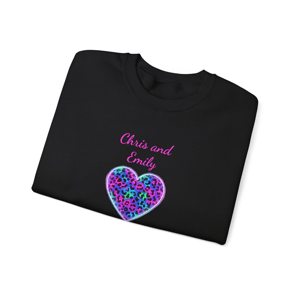 Personalized Heart Crewneck Sweatshirt - Customizable Couple Pullover