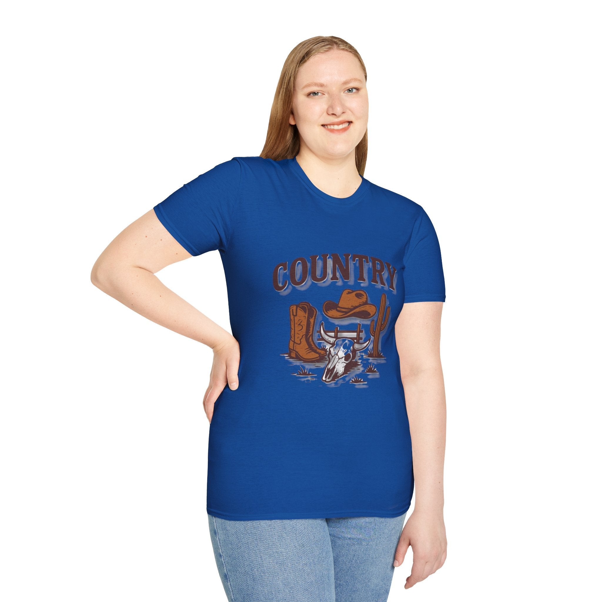 Country Western Skull Cowboy Boots T-Shirt | Cactus Ranch Rodeo