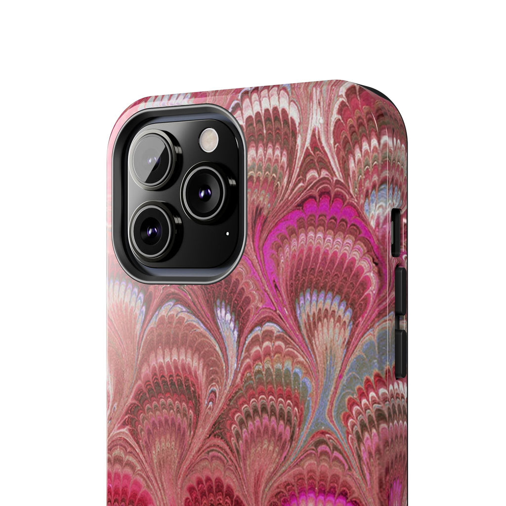 Pink Peacock Marble Italian Tough Phone Case — Durable Marbled Phone Case