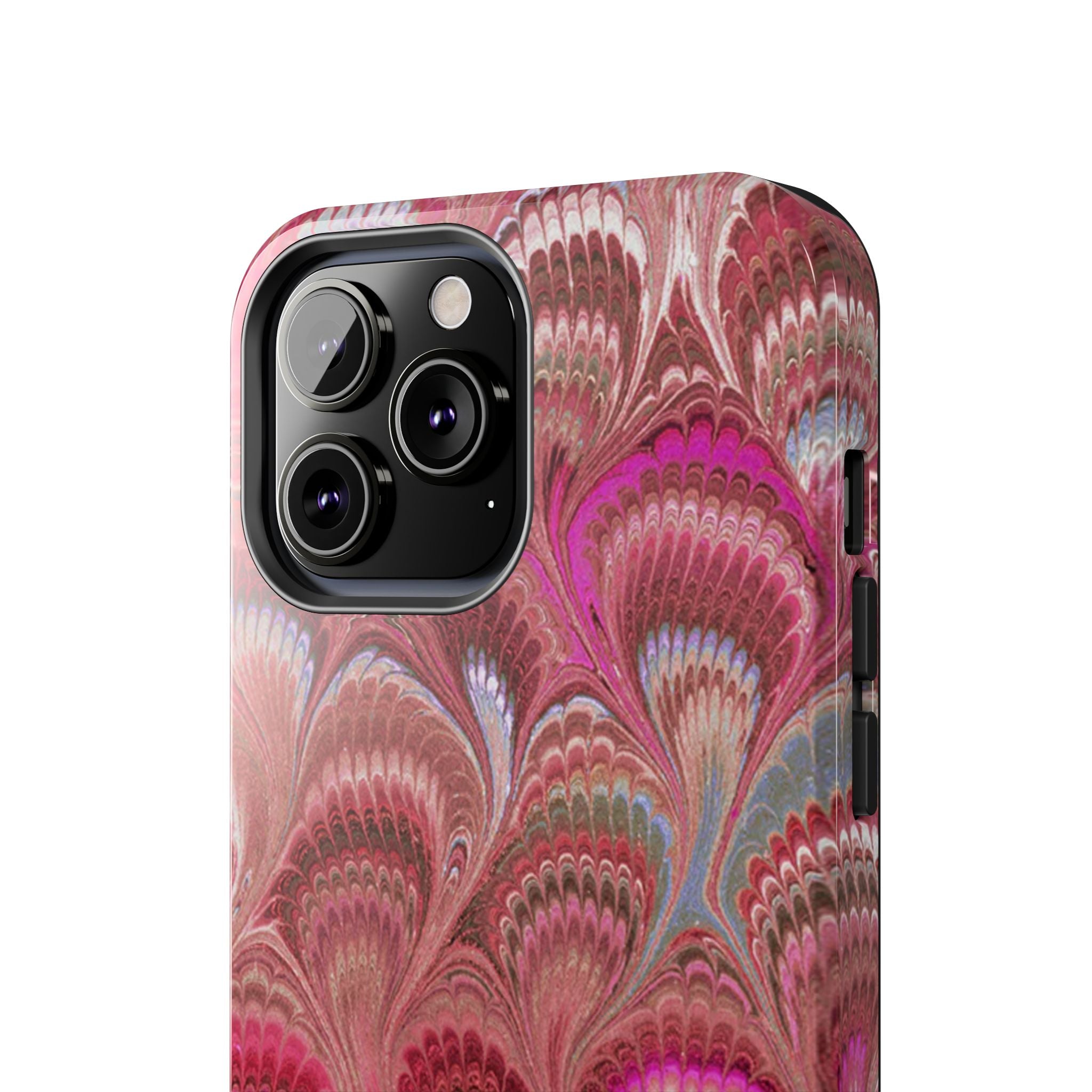 Pink Peacock Marble Italian Tough Phone Case — Durable Marbled Phone Case