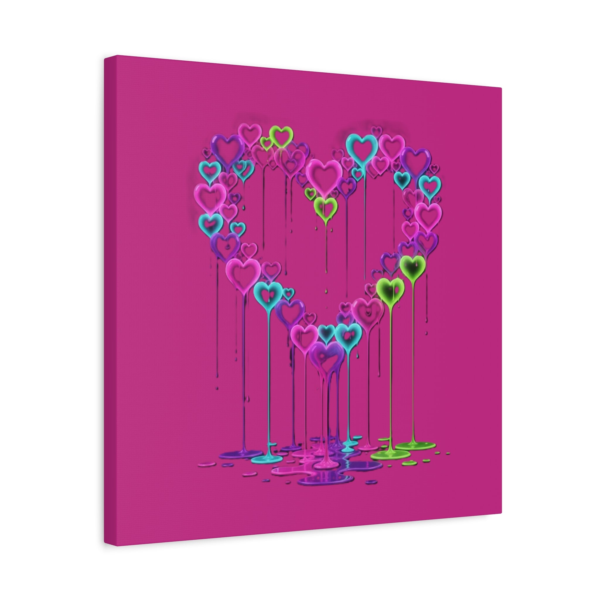 Dripping Neon Heart Canvas Art Valentines Decoration