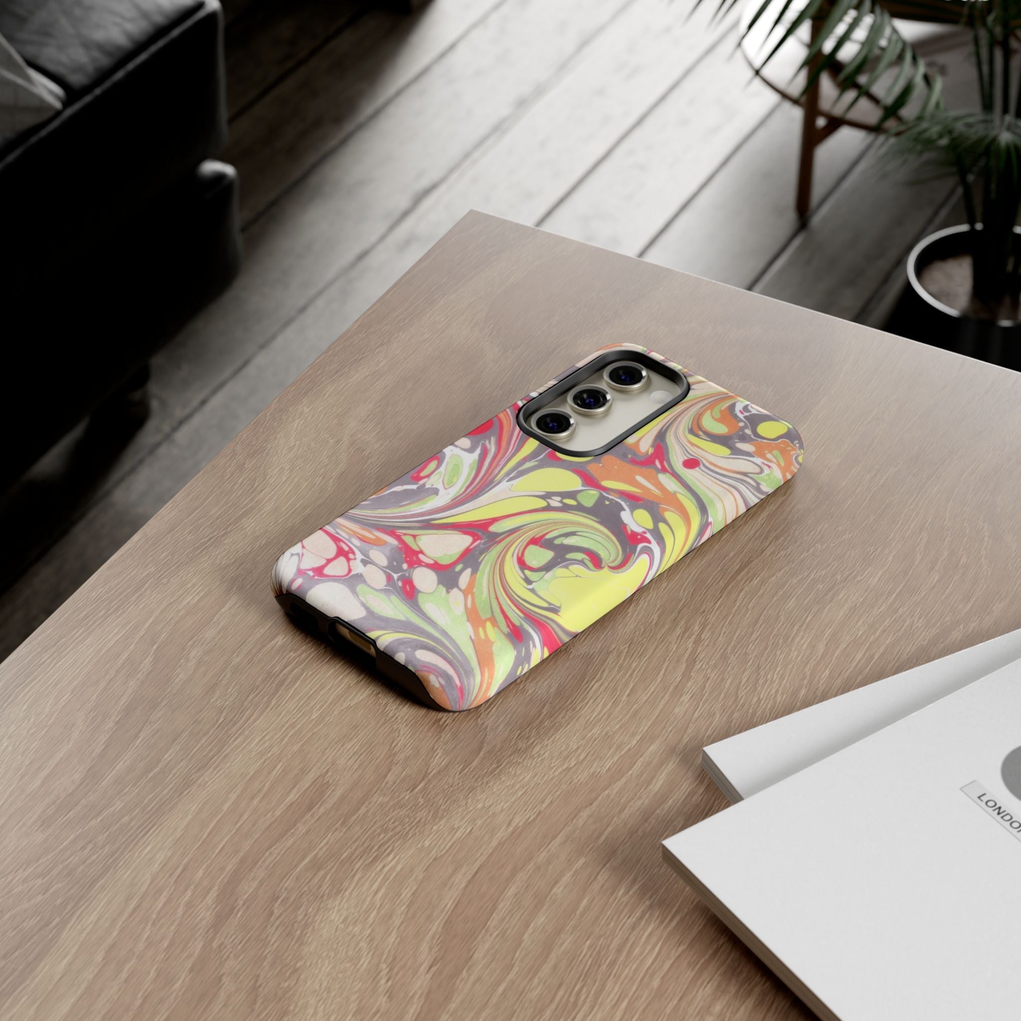 Yellow and Pink Swirl Marbled Italian Phone Case - Dual Layer - Matte or Glossy
