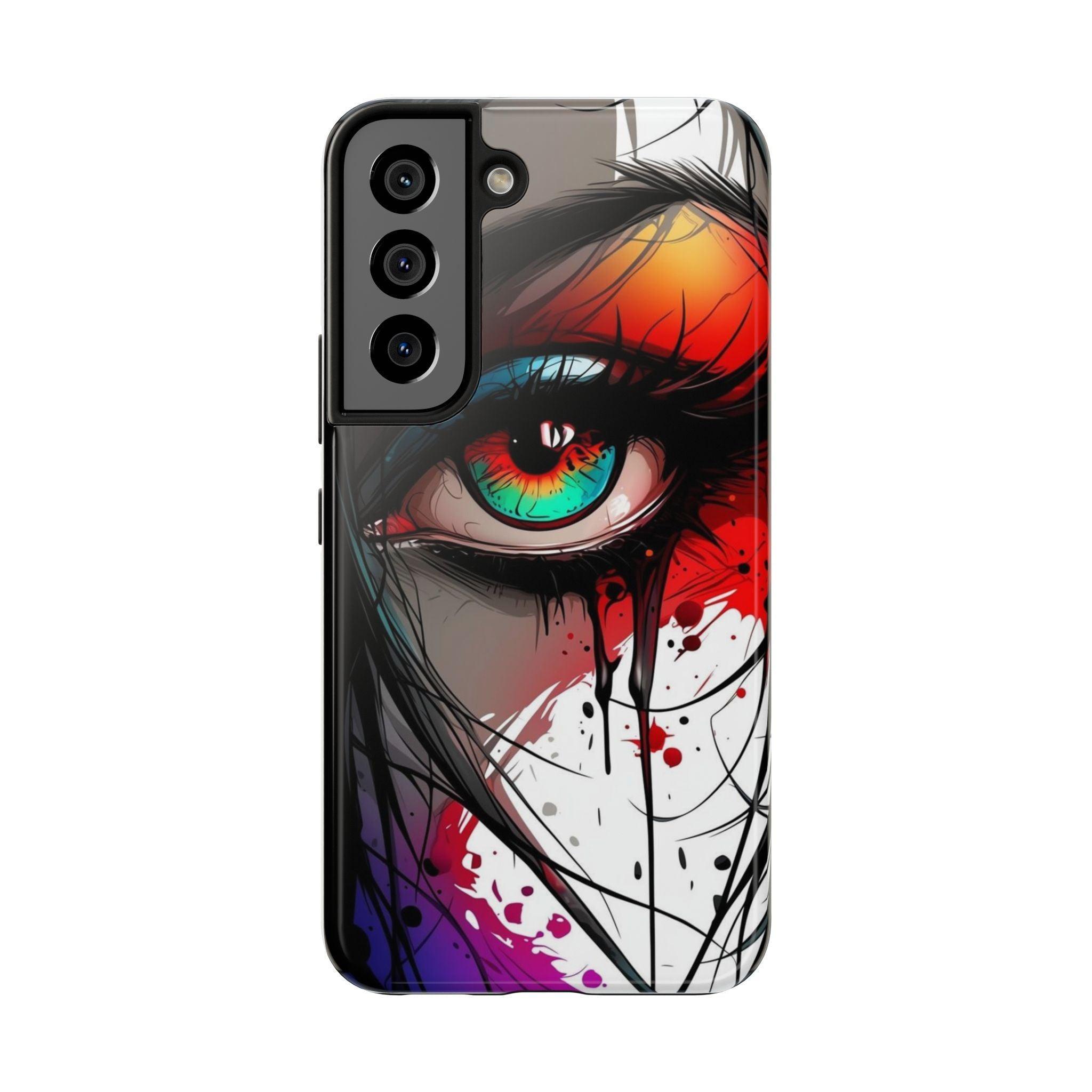 Girl Colorful Eye Painted Printed Tough Phone Case for iPhone & Samsung Galaxy - Artistic & Vibrant Design