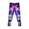 Electric Purple Lightning Leggings — Retro Checkerboard AOP Yoga Leggings