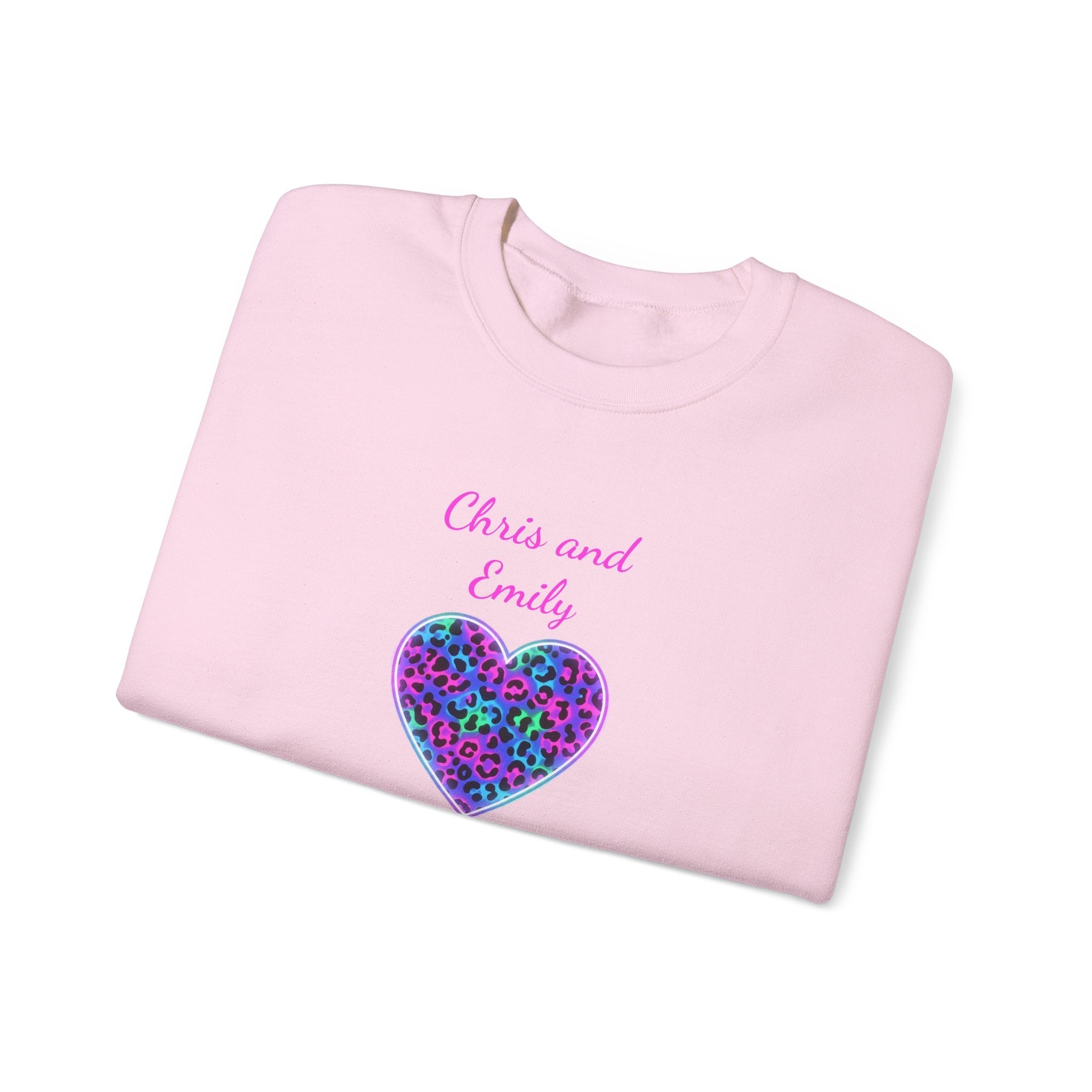 Personalized Heart Crewneck Sweatshirt - Customizable Couple Pullover