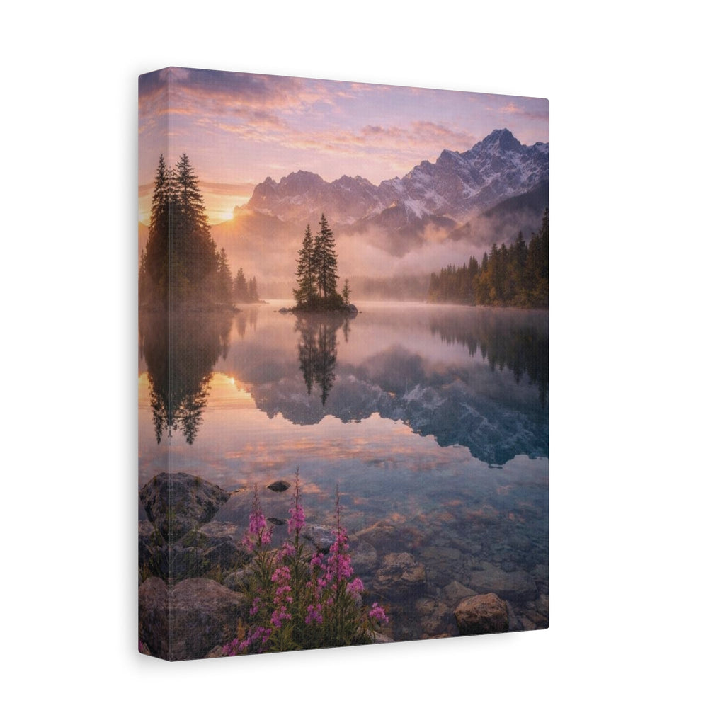 Sunrise Mountain Lake Matte Canvas Print