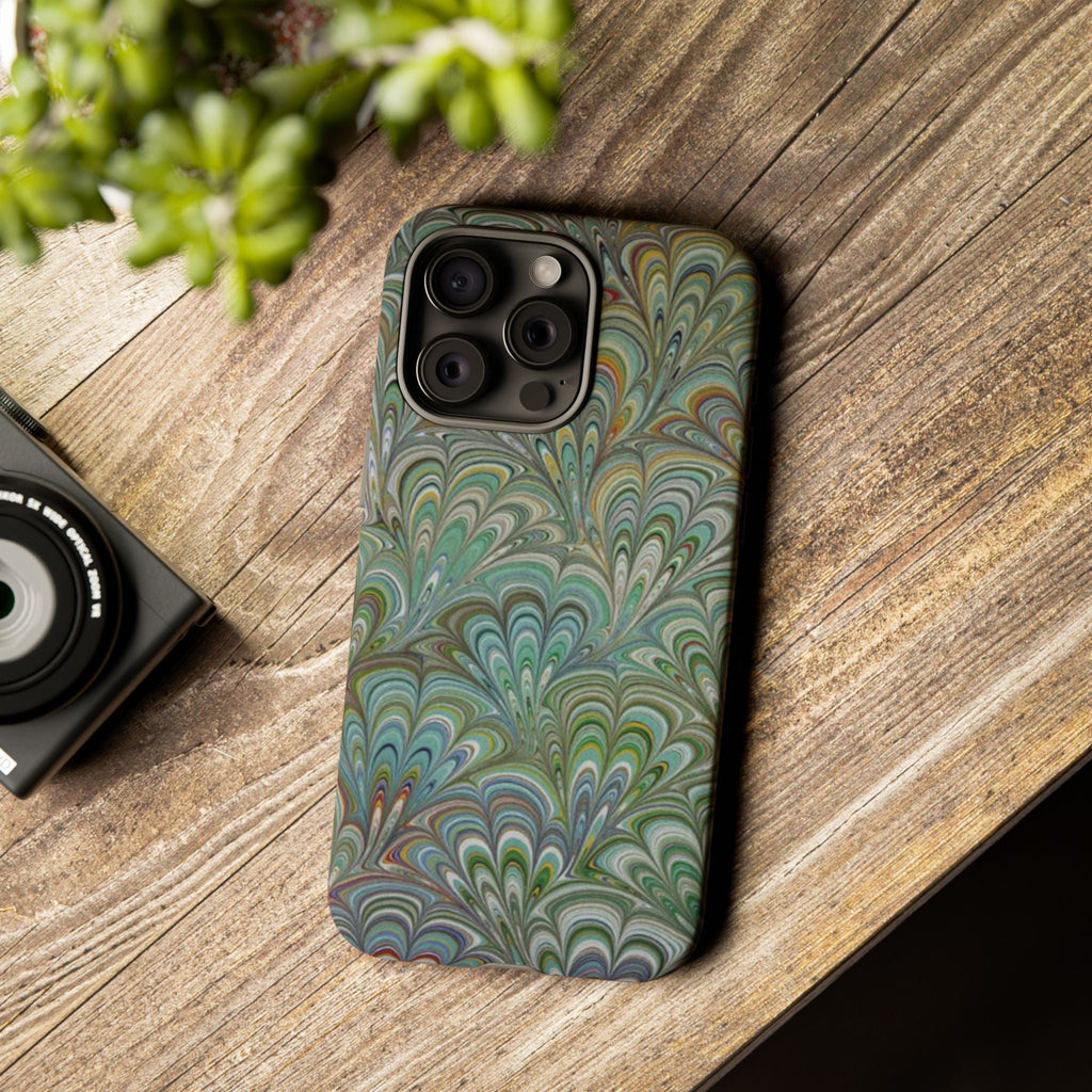Green Peacock Marbled Phone Case — "Tough Cases" Ultra-Tough Protective Cover