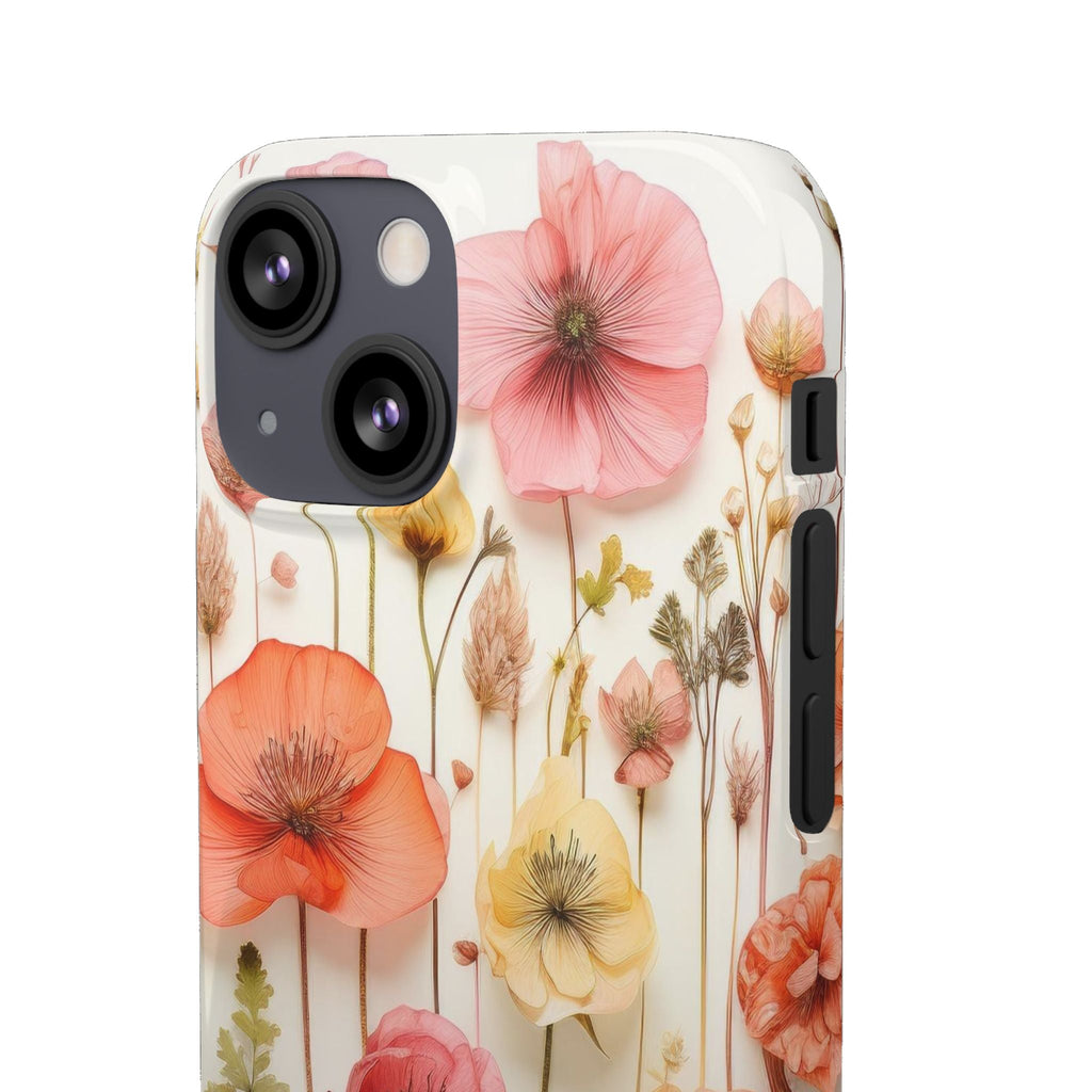 Pink Floral Pressed Flowers - Slim Case