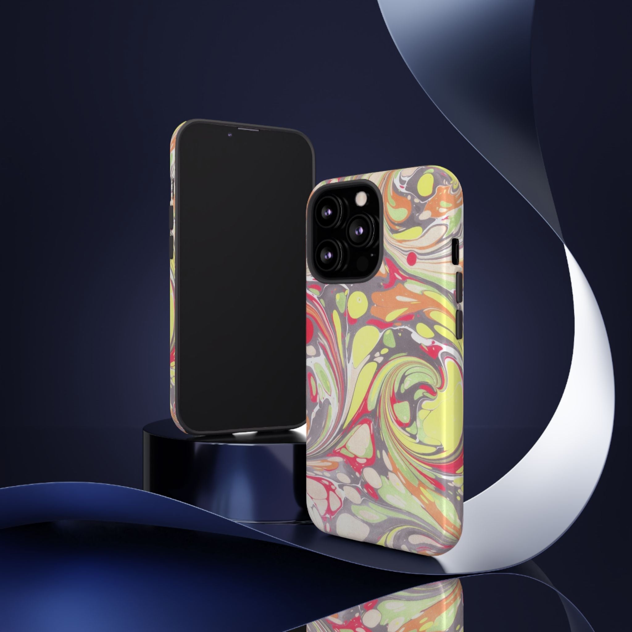Yellow and Pink Swirl Marbled Italian Phone Case - Dual Layer - Matte or Glossy