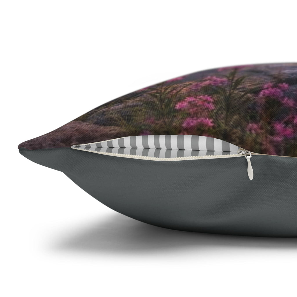 Scenic Lake Reflection Square Pillow — Mountain Sunrise Decorative Pillowcase