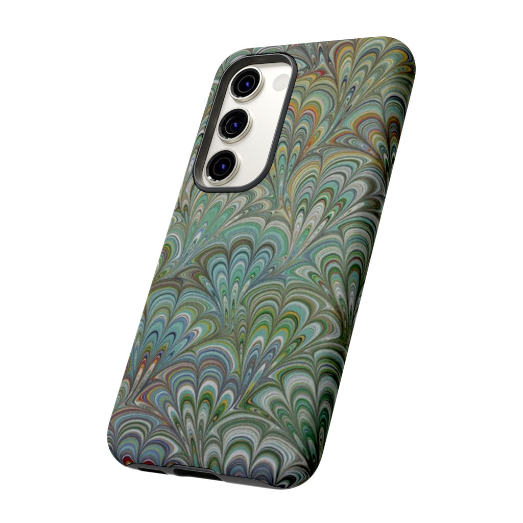 Green Marbled Peacock Durable Phone Case - Matte or Glossy