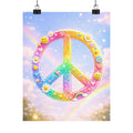 Rainbow Peace Sign Matte Poster — Retro 90s Inspired Psychedelic Wall Art