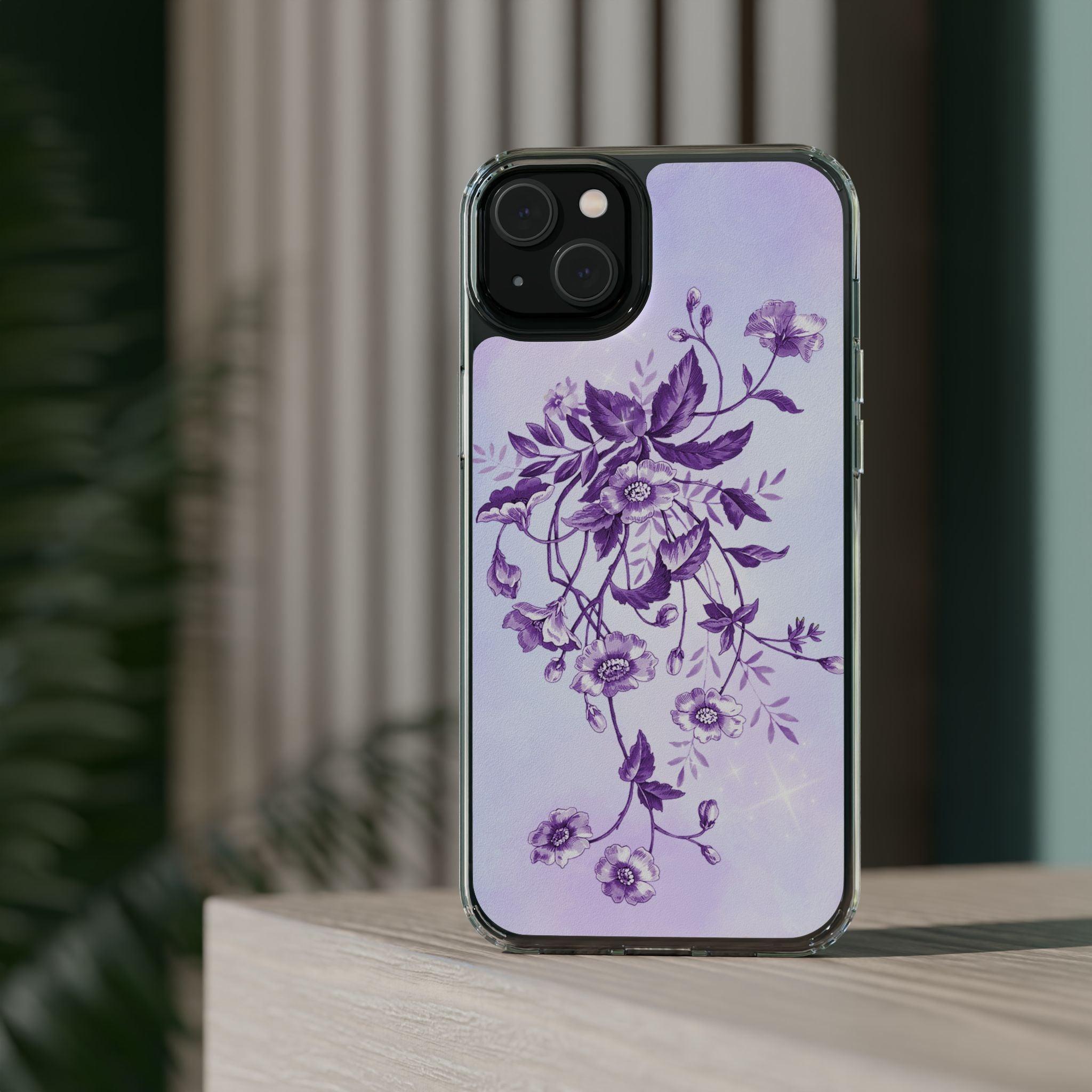 Floral design In Purple Clear Cases