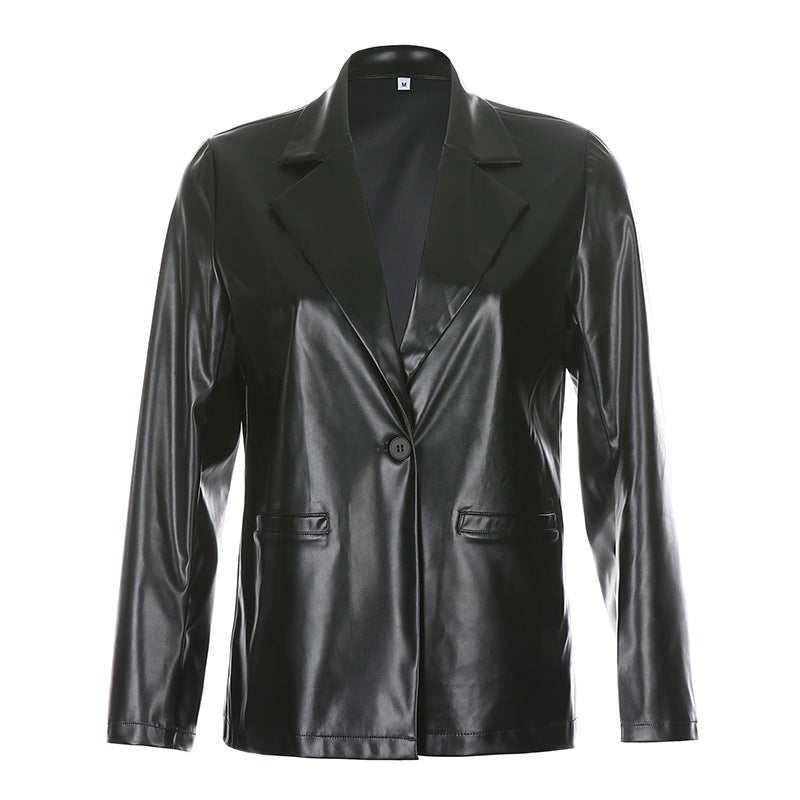 New product women's fashion leather PU suit