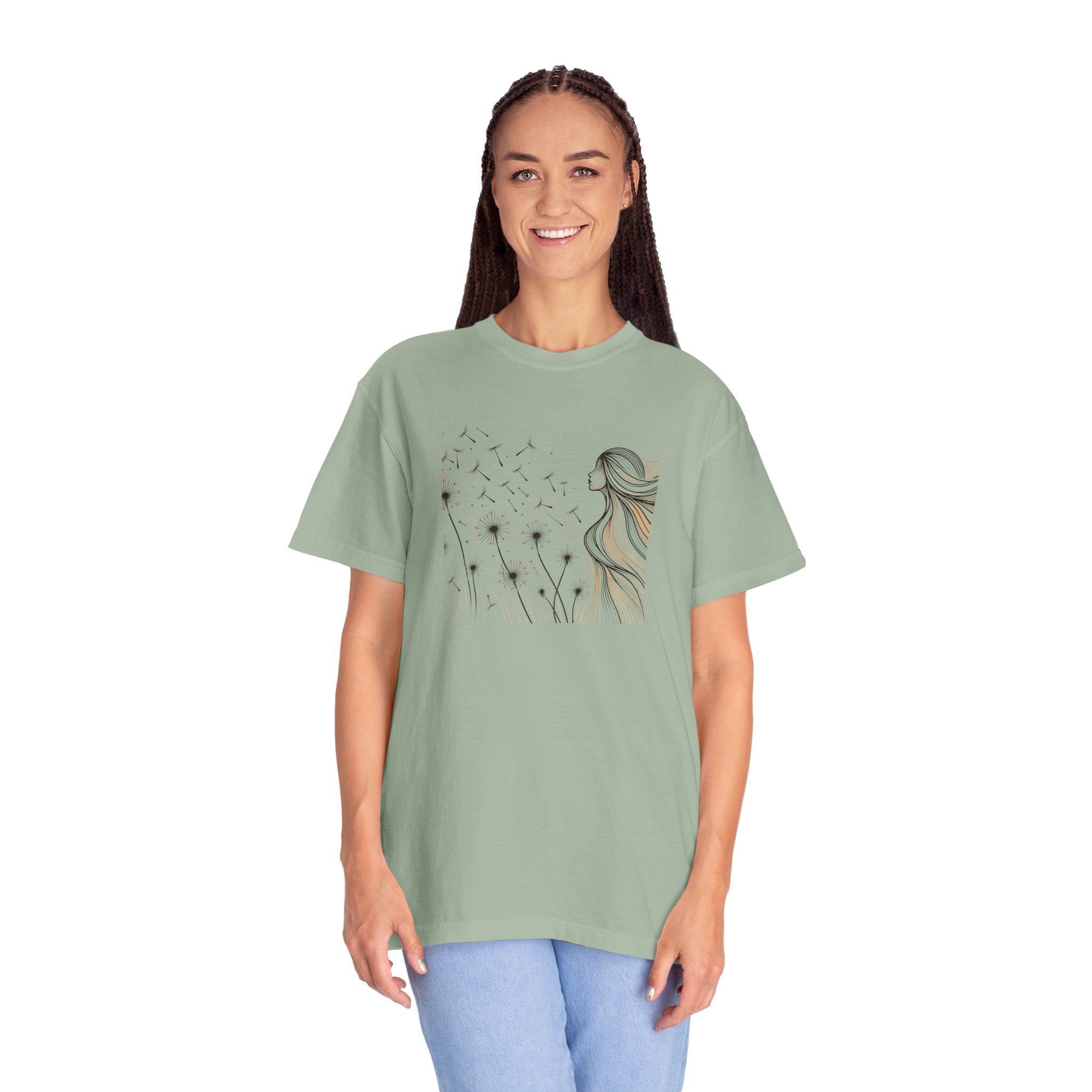 Woman and Dandelions Garment Dyed Tee - Comfort Colors - DipaliZ