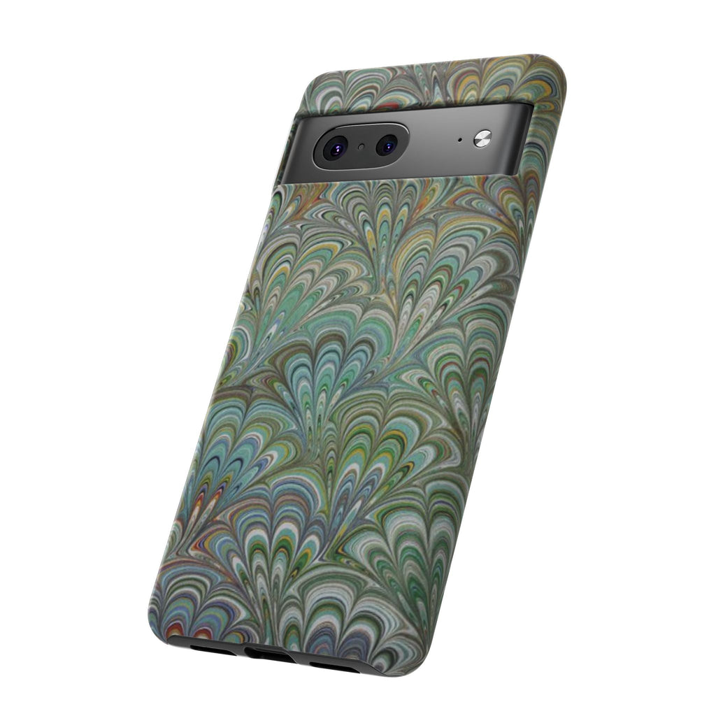 Green Marbled Peacock Durable Phone Case - Matte or Glossy