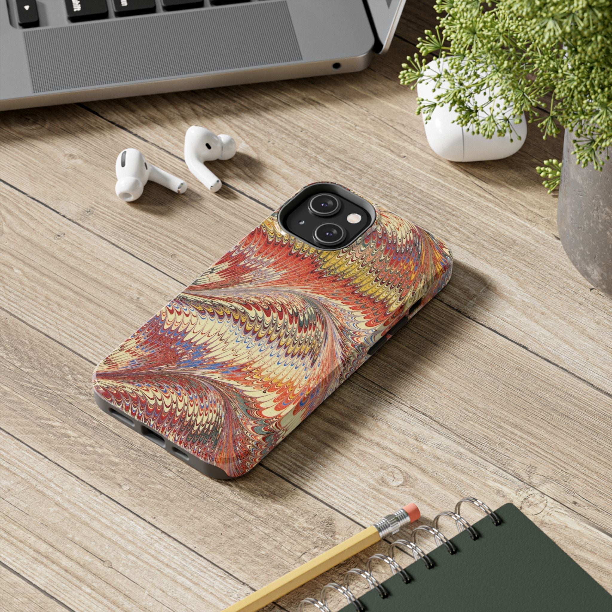 Orange, Rust and Gold Marble Italian Tough Phone Case — Durable Marbled Phone Case