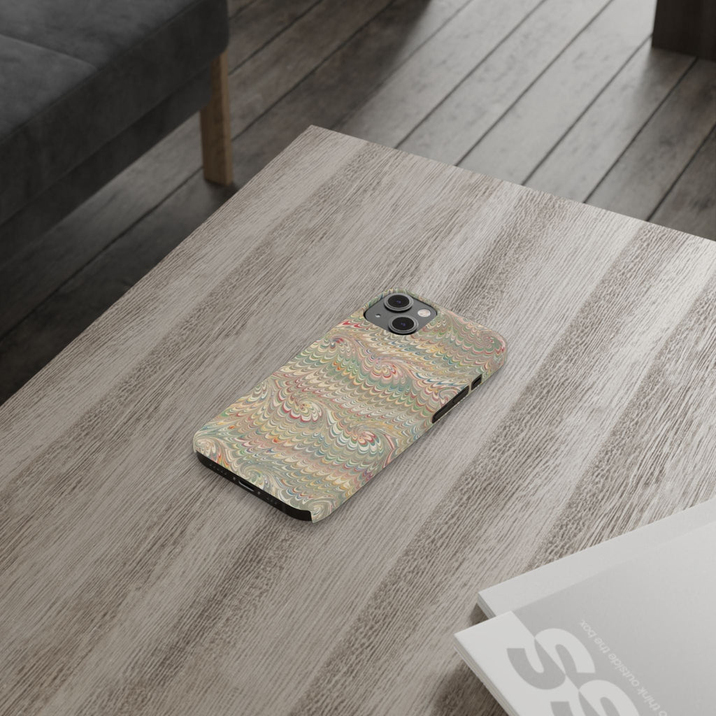 Beige Swirl Marbled Feather Phone Case