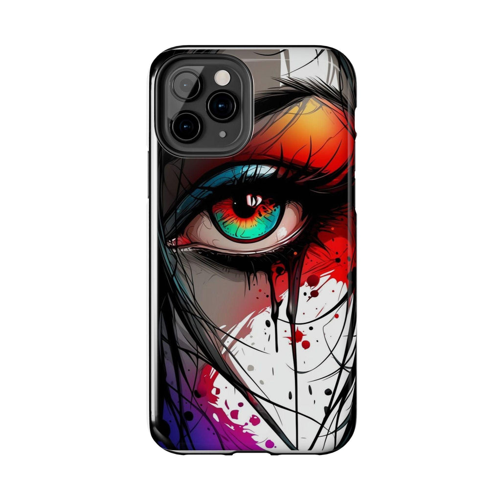 Girl Colorful Eye Painted Printed Tough Phone Case for iPhone & Samsung Galaxy - Artistic & Vibrant Design