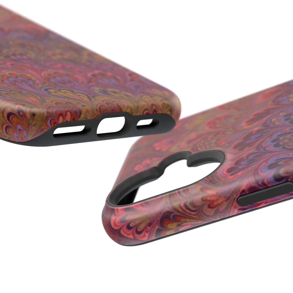 Red, Burgundy, Lavender Italian Peacock Feather Design Phone Case