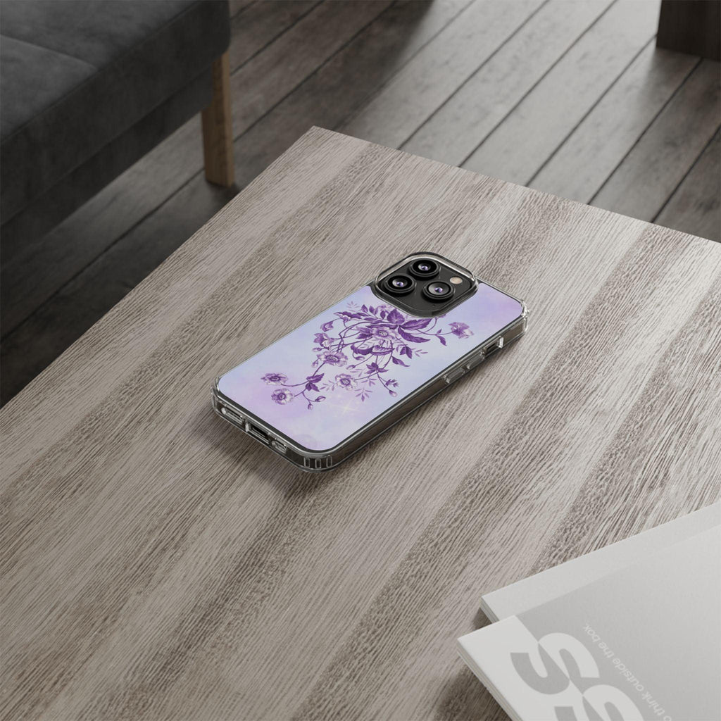 Floral design In Purple Clear Cases