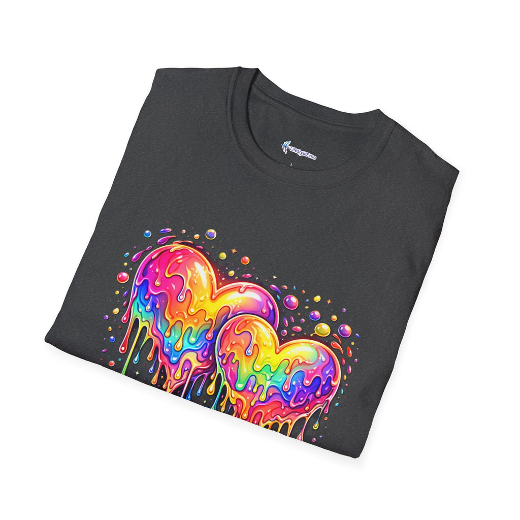 Melting Hearts Tee - Vibrant Double Heart Graphic T-Shirt