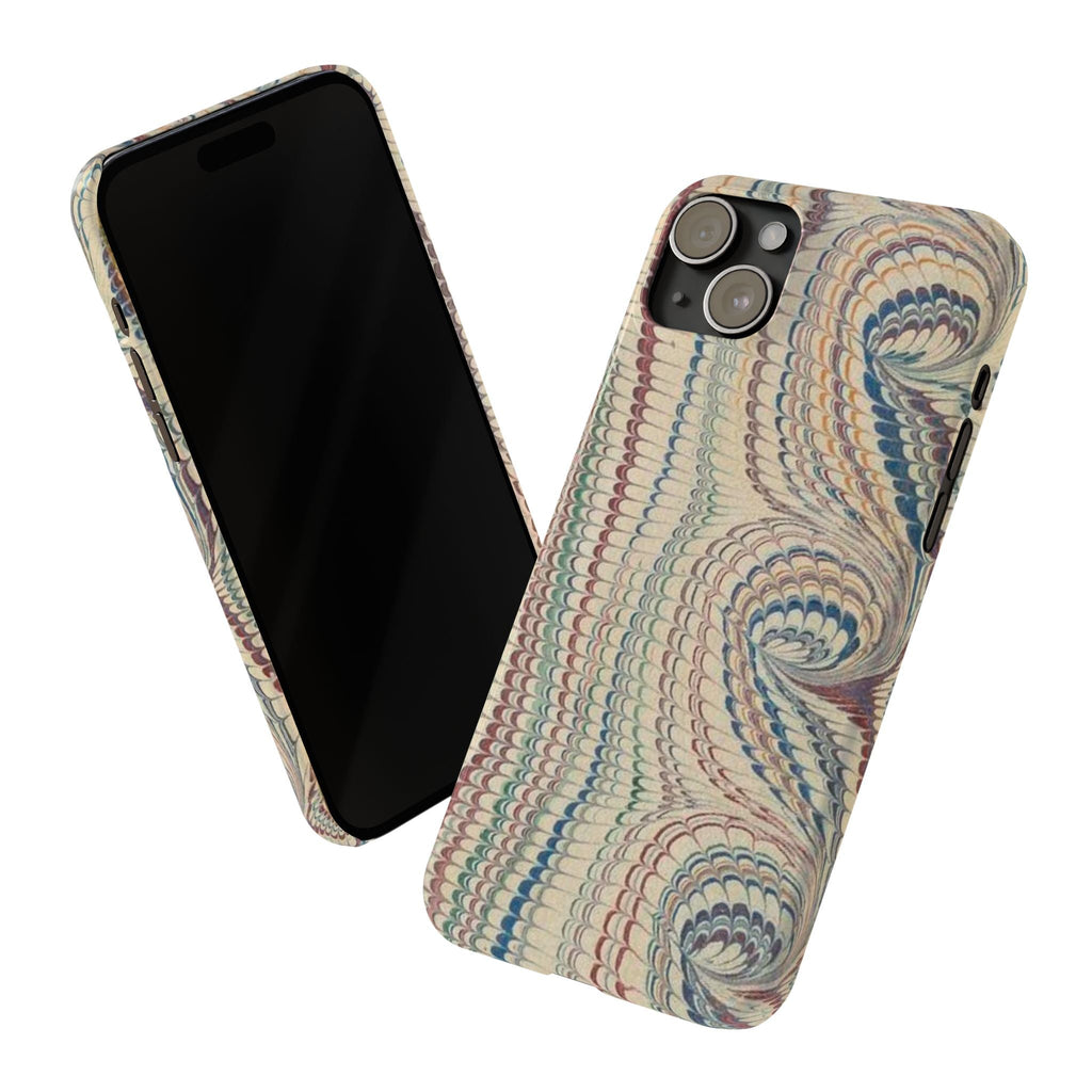 Italian Vintage Marbled Paper Design on iPhone Cases, Artistic Protection for Your Device in Elegant Beige, Blue, Burgundy