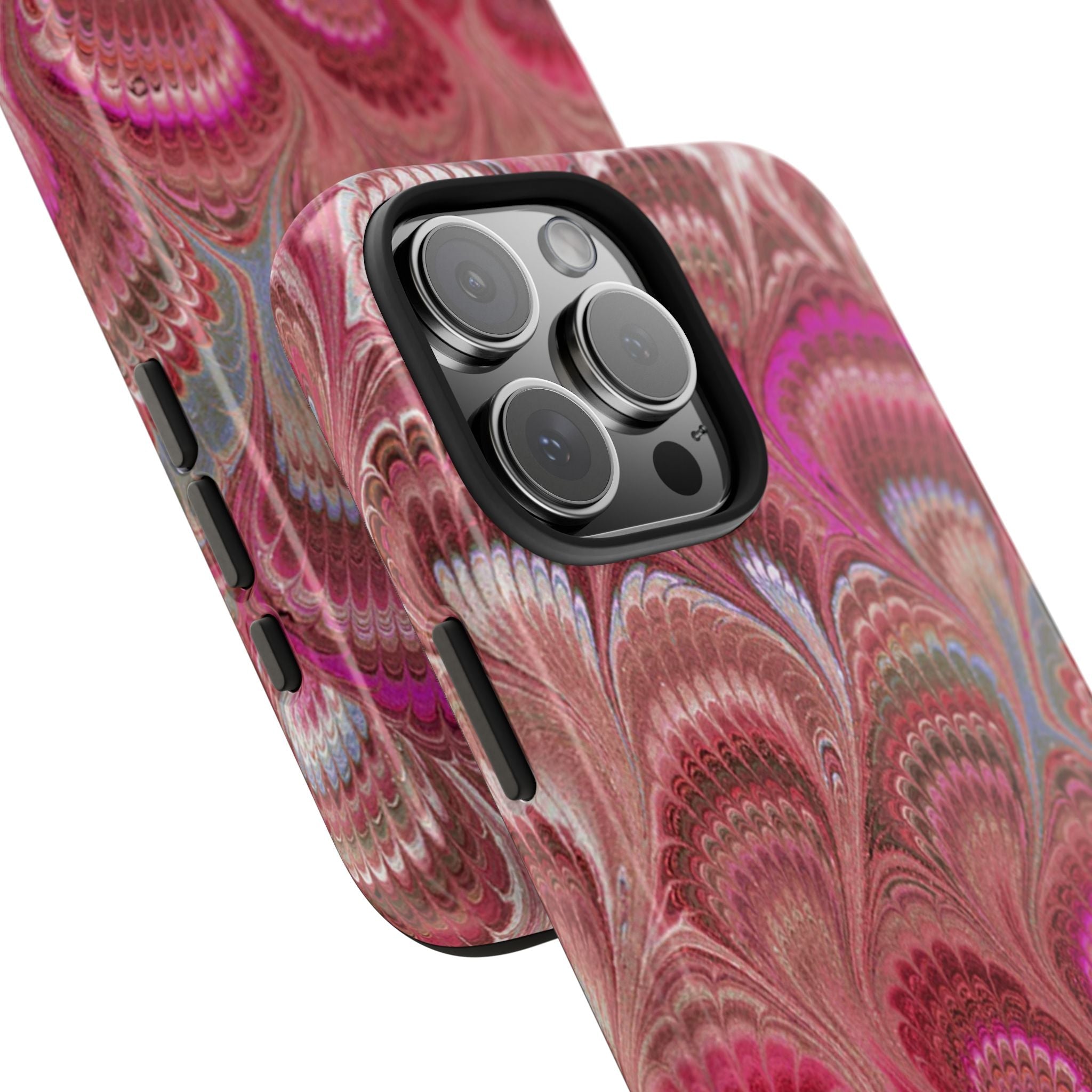 Pink Peacock Marble Italian Tough Phone Case — Durable Marbled Phone Case