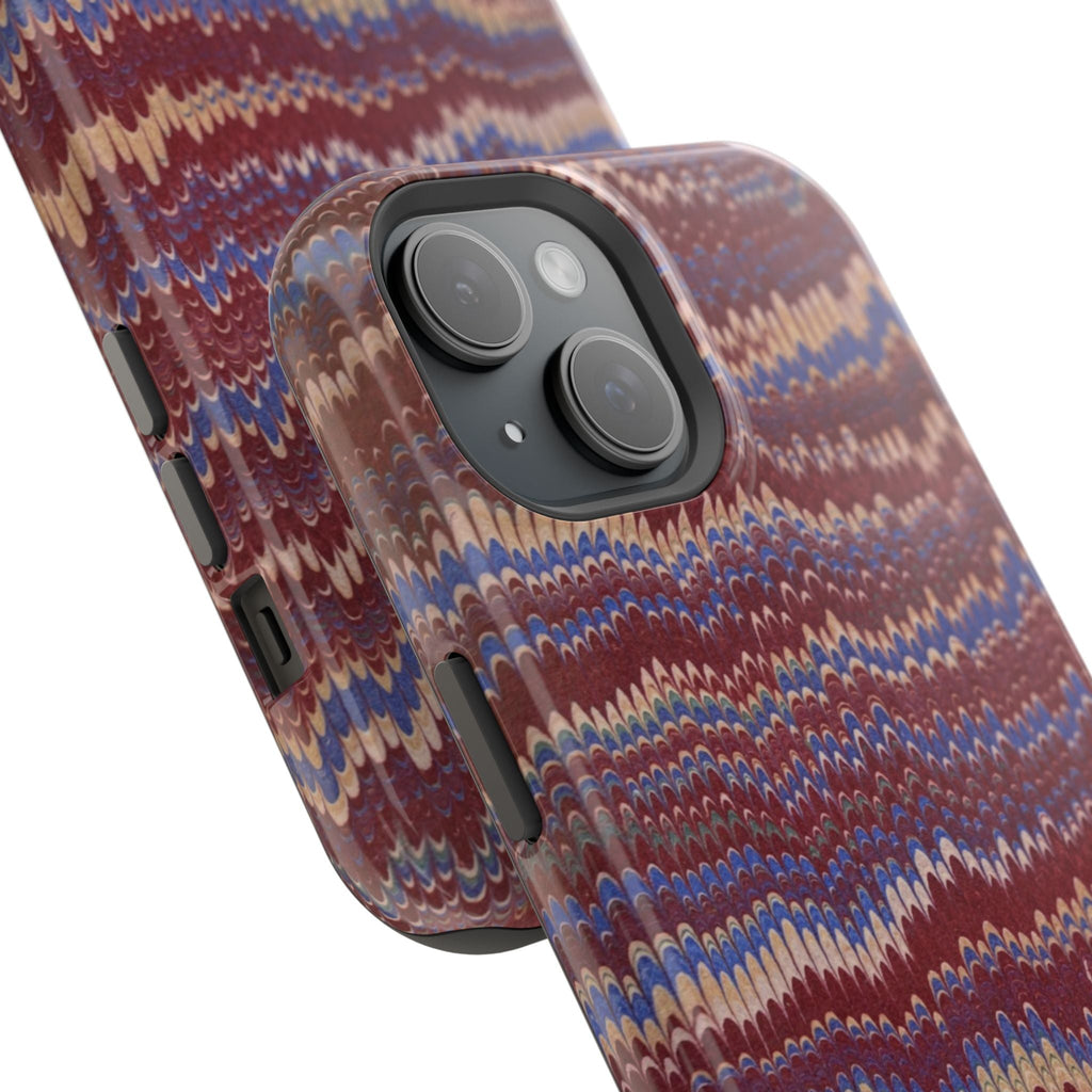 Burgundy and Blue Hues Italian Vintage Marble Design Phone Case for Apple + Samsung